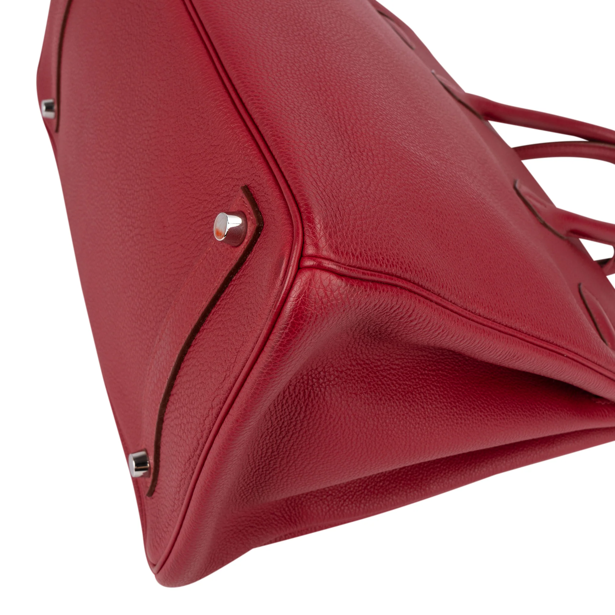 Hermès Clemence Leather Palladium Rouge H Birkin 35 Handbag