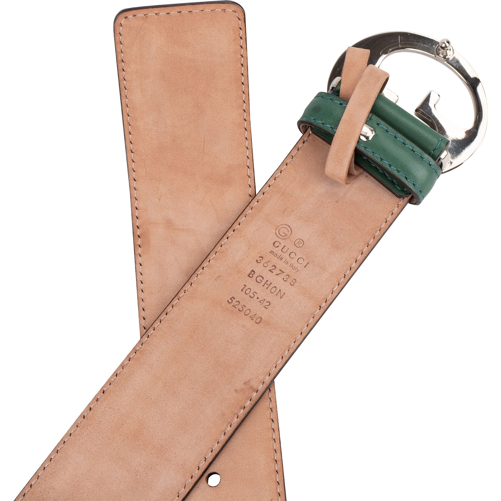 Gucci Green Leather Interlocking G Buckle Belt