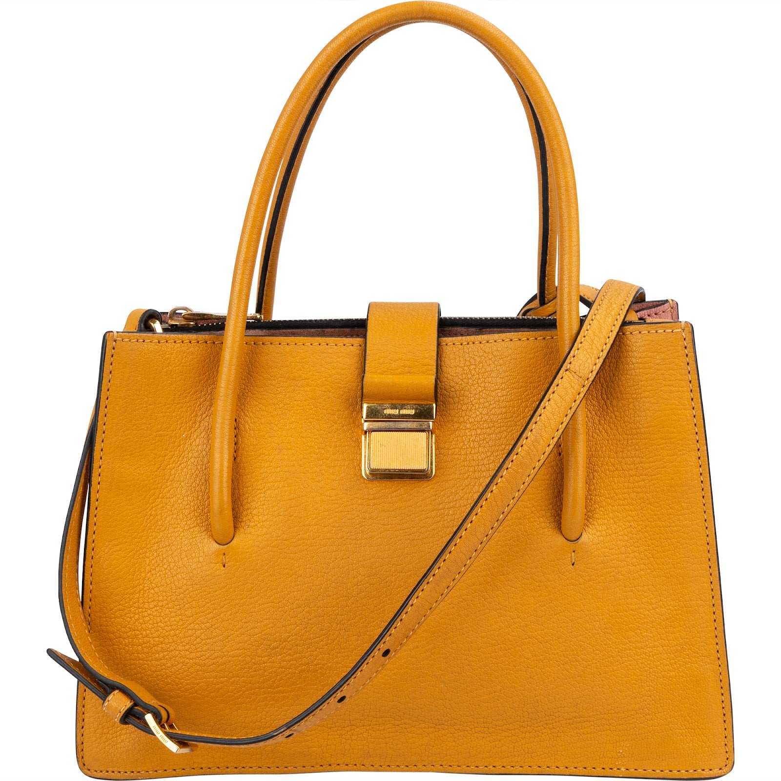 Miu Miu Bicolor Madras Leather Top Handle Handbag