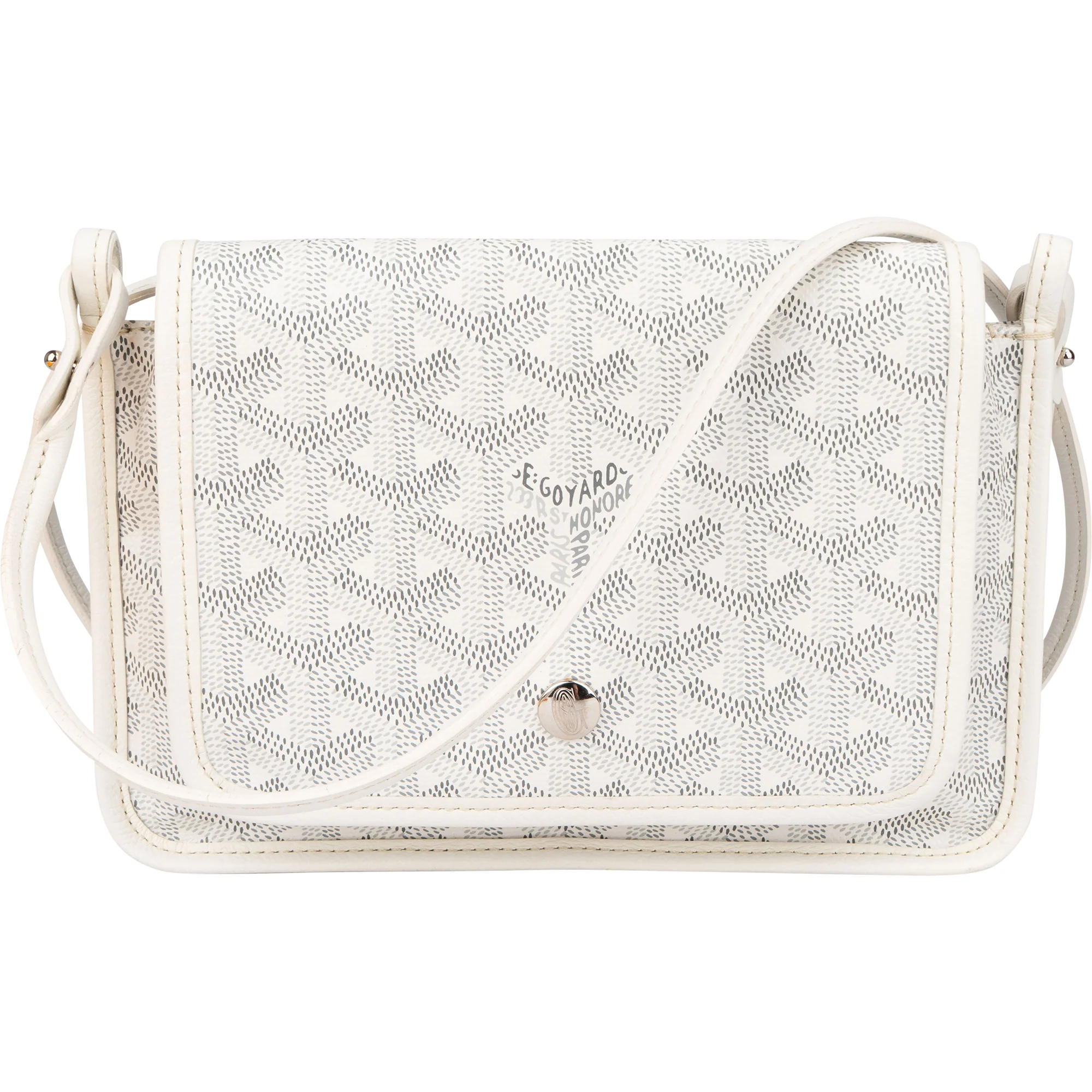 Goyard White Goyardine Monogram Plumet Flat Crossbody