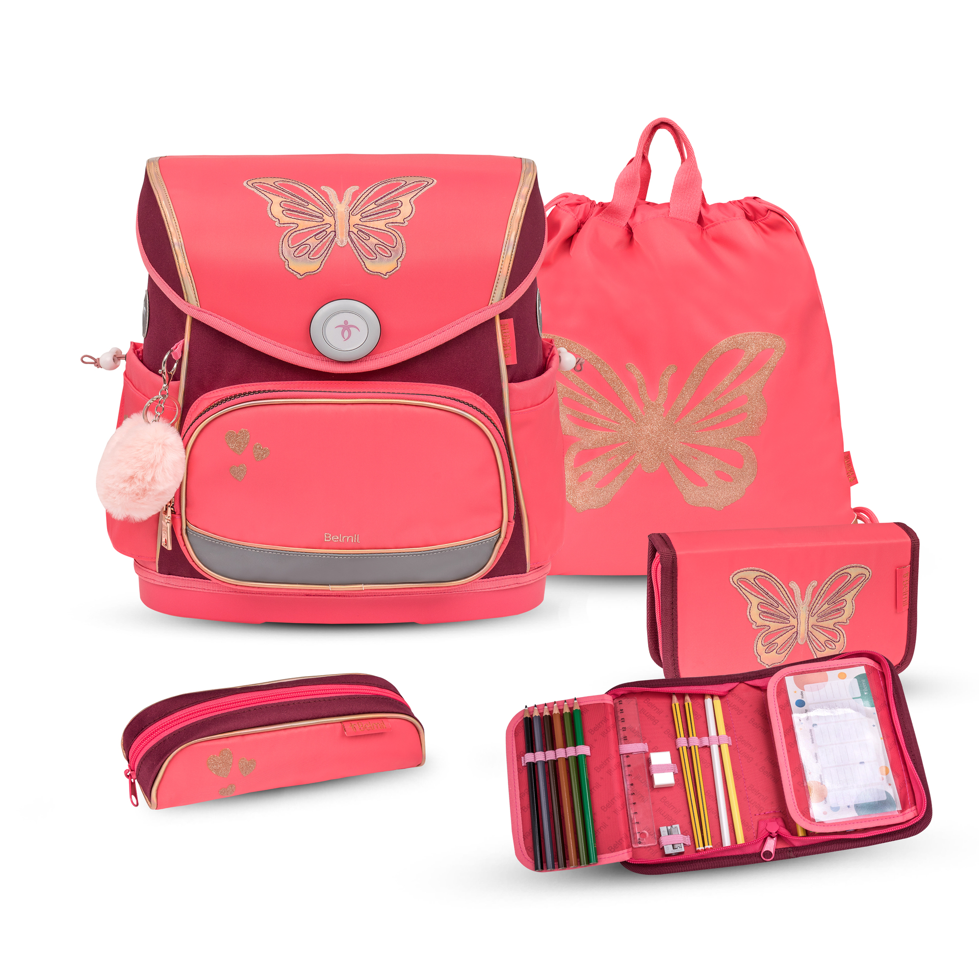Compact Plus Schulranzenset 5-teilig - Coral