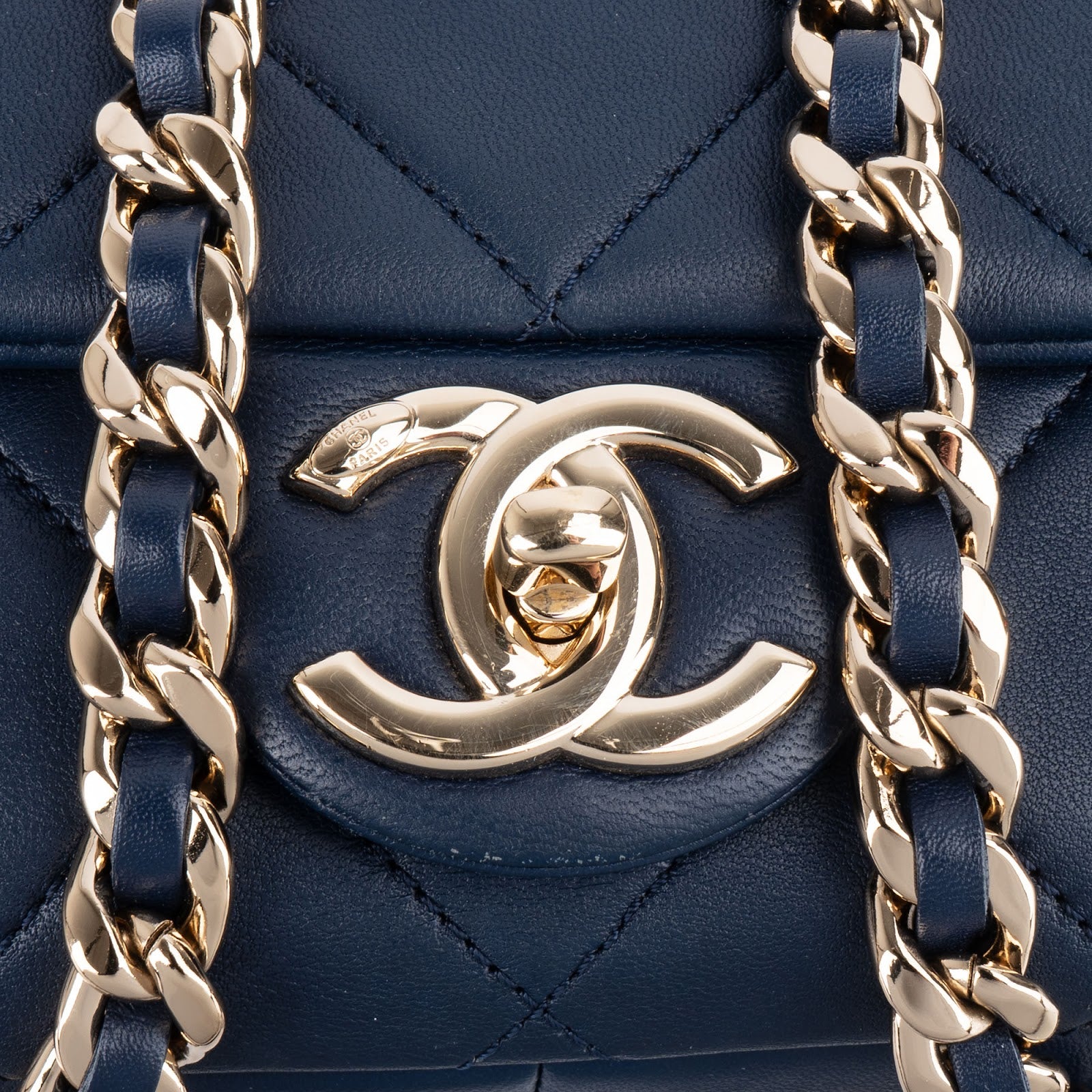 Chanel Quilted Lambskin Medium Flap Chunky Handle Crossbody Bag