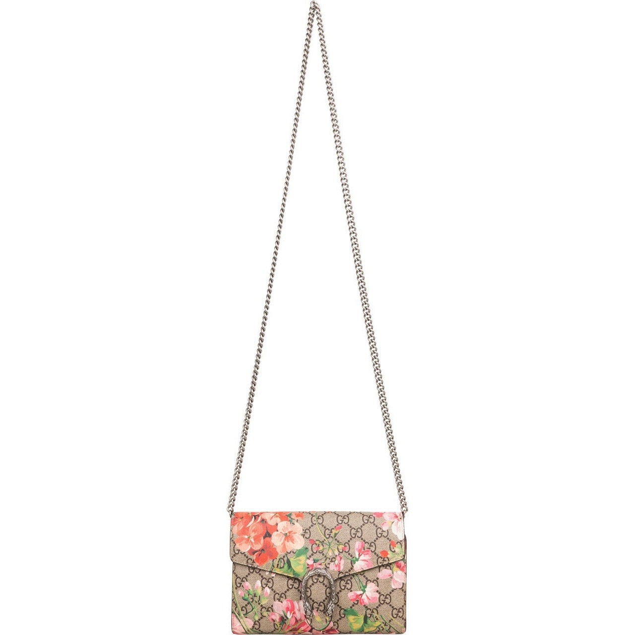 Gucci Monogram GG Supreme Blooms Dionysus Wallet On Chain