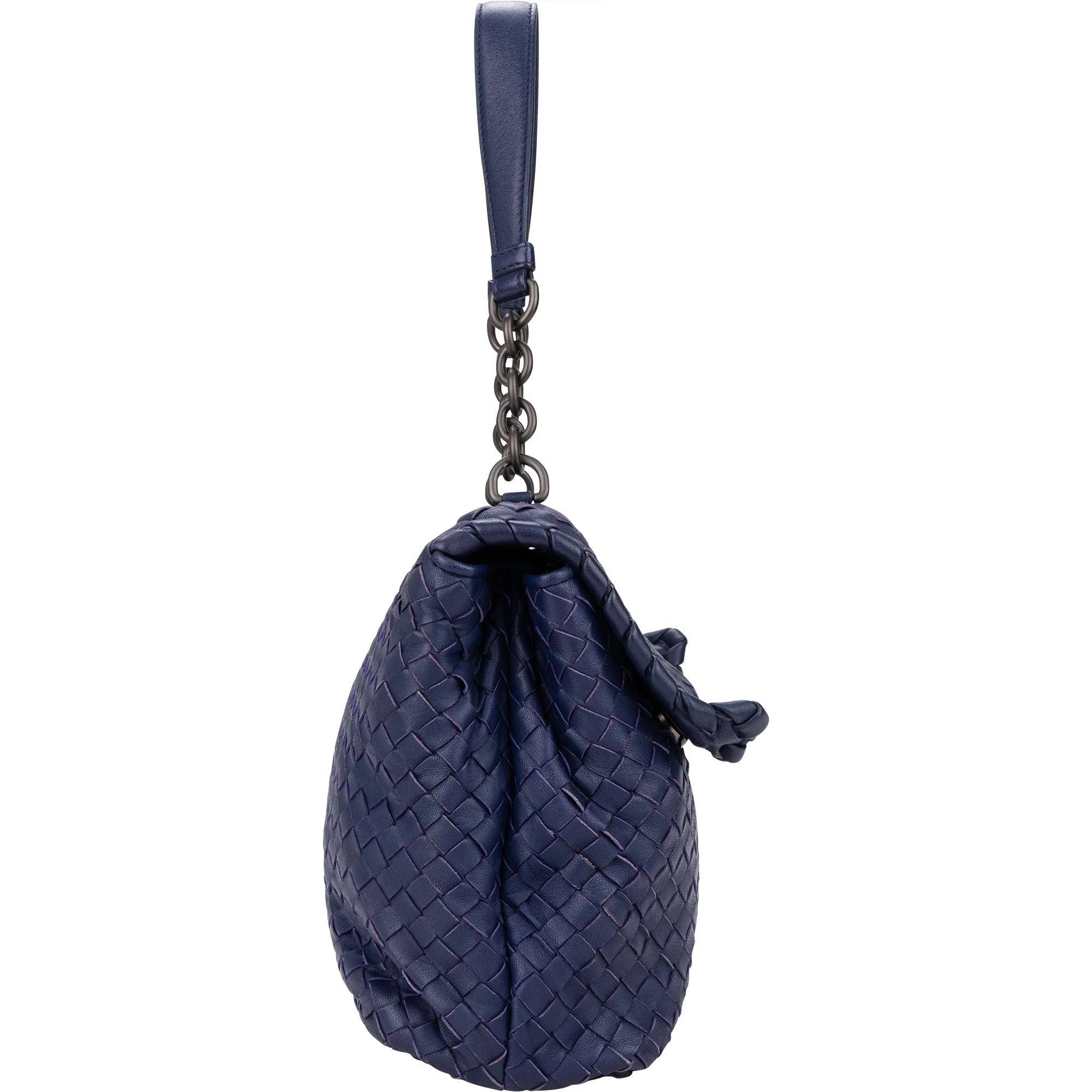 Bottega Veneta Blue Purple Intrecciato Leather Shoulder Bag