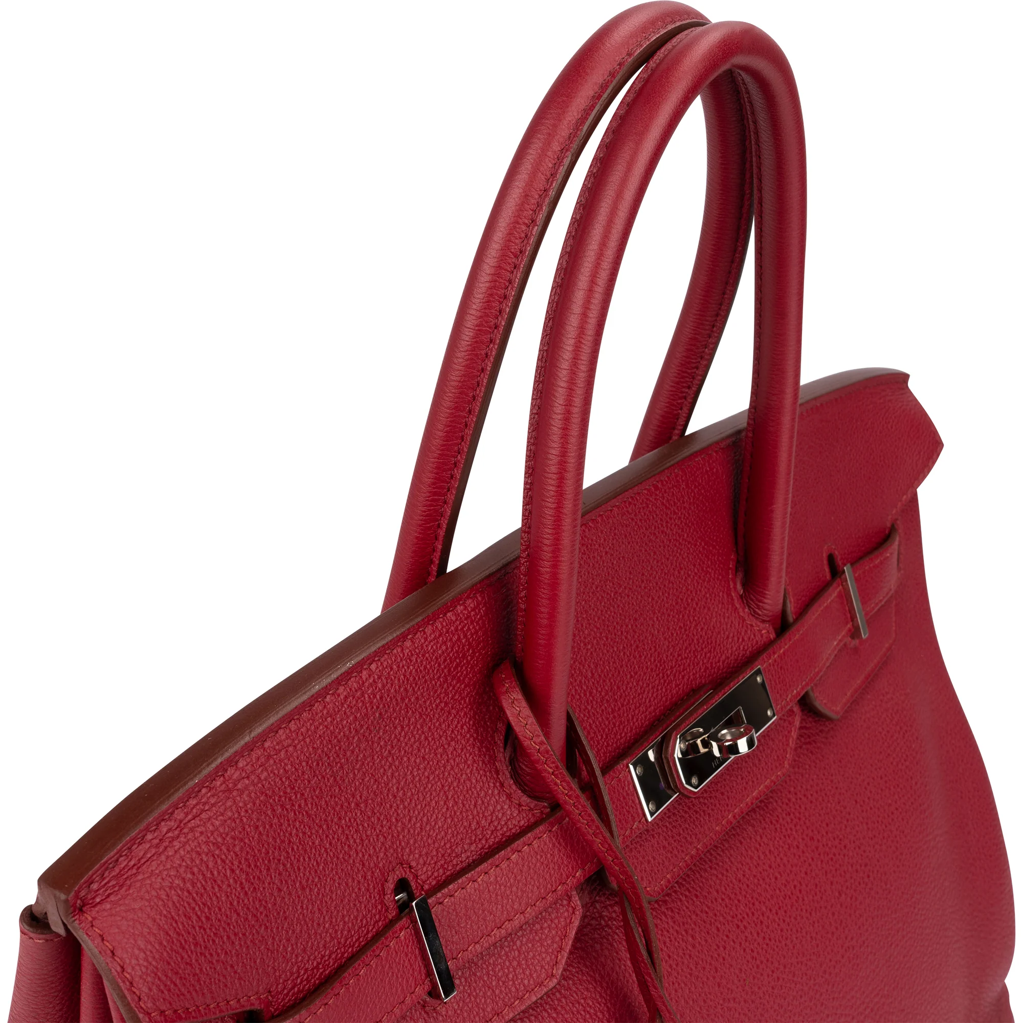 Hermès Clemence Leather Palladium Rouge H Birkin 35 Handbag