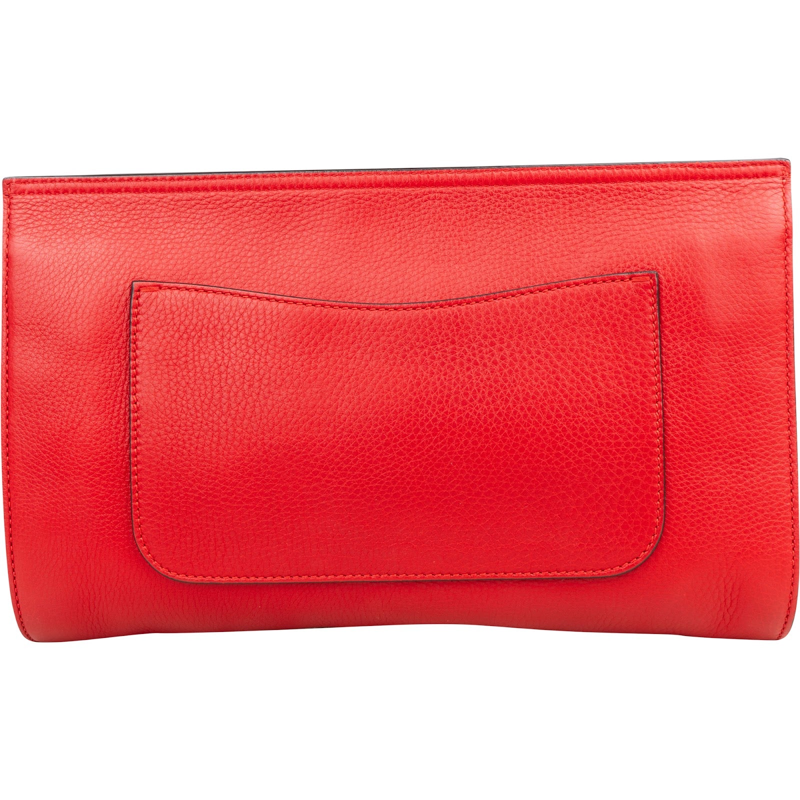 Gucci Red Pebbled Leather Bamboo Clutch
