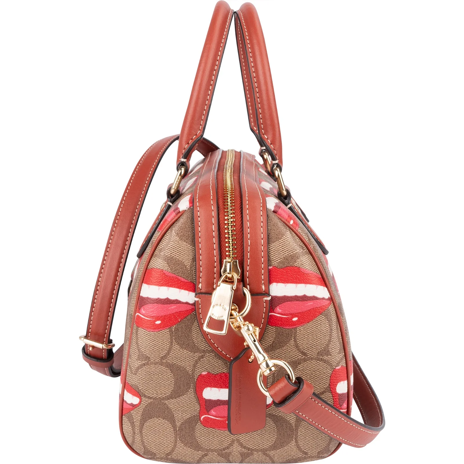 Coach Monogram Tom Wesselmann Lip Print Rowan Satchel Handbag