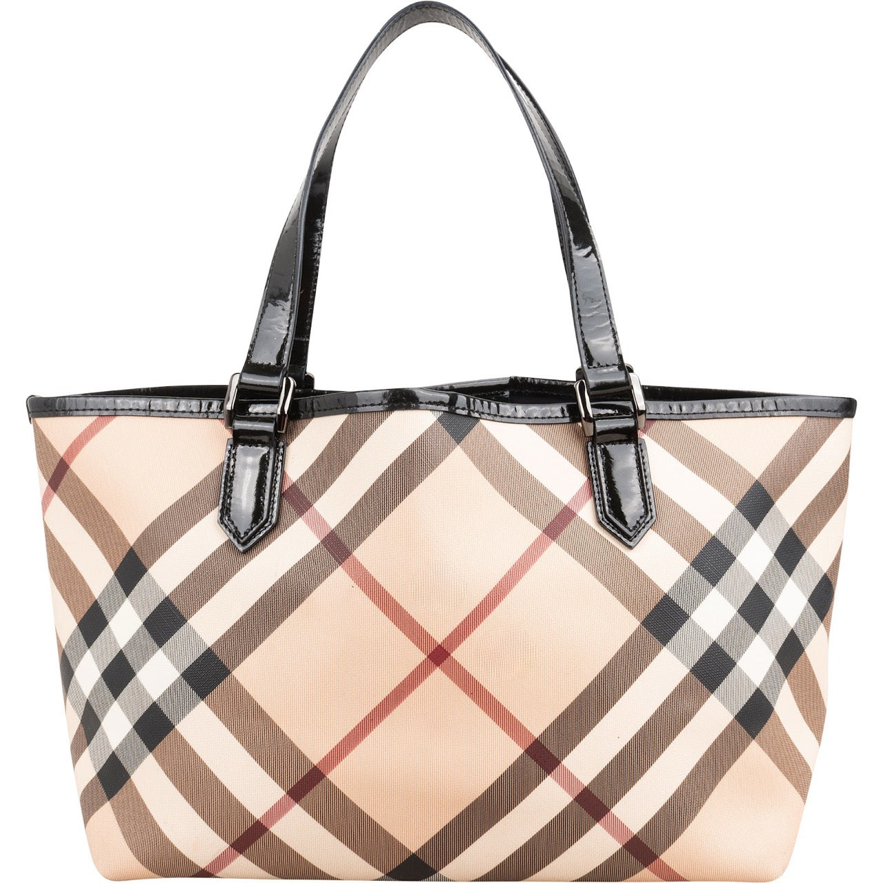Burberry - Nova-Check Patent Leather Tote Shoulder Bag