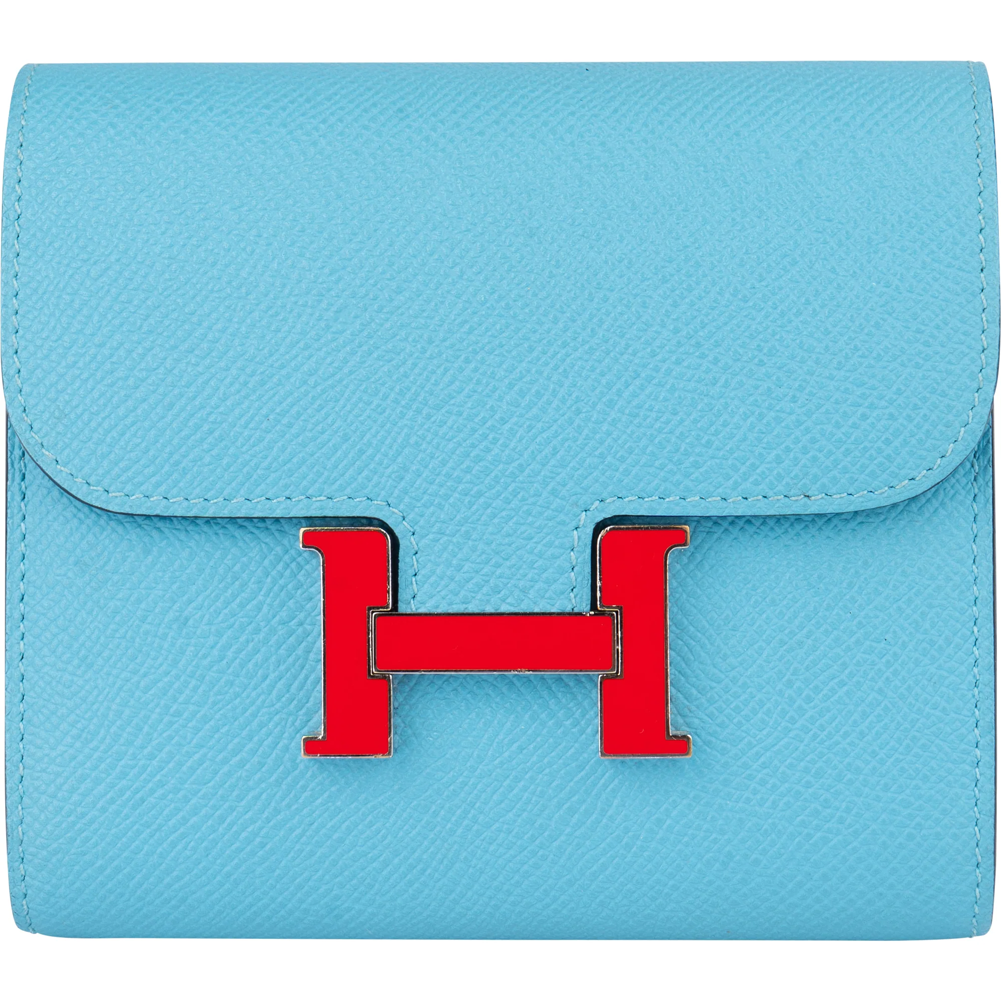 Hermès Blue Epsom Leather Constance Compact Wallet