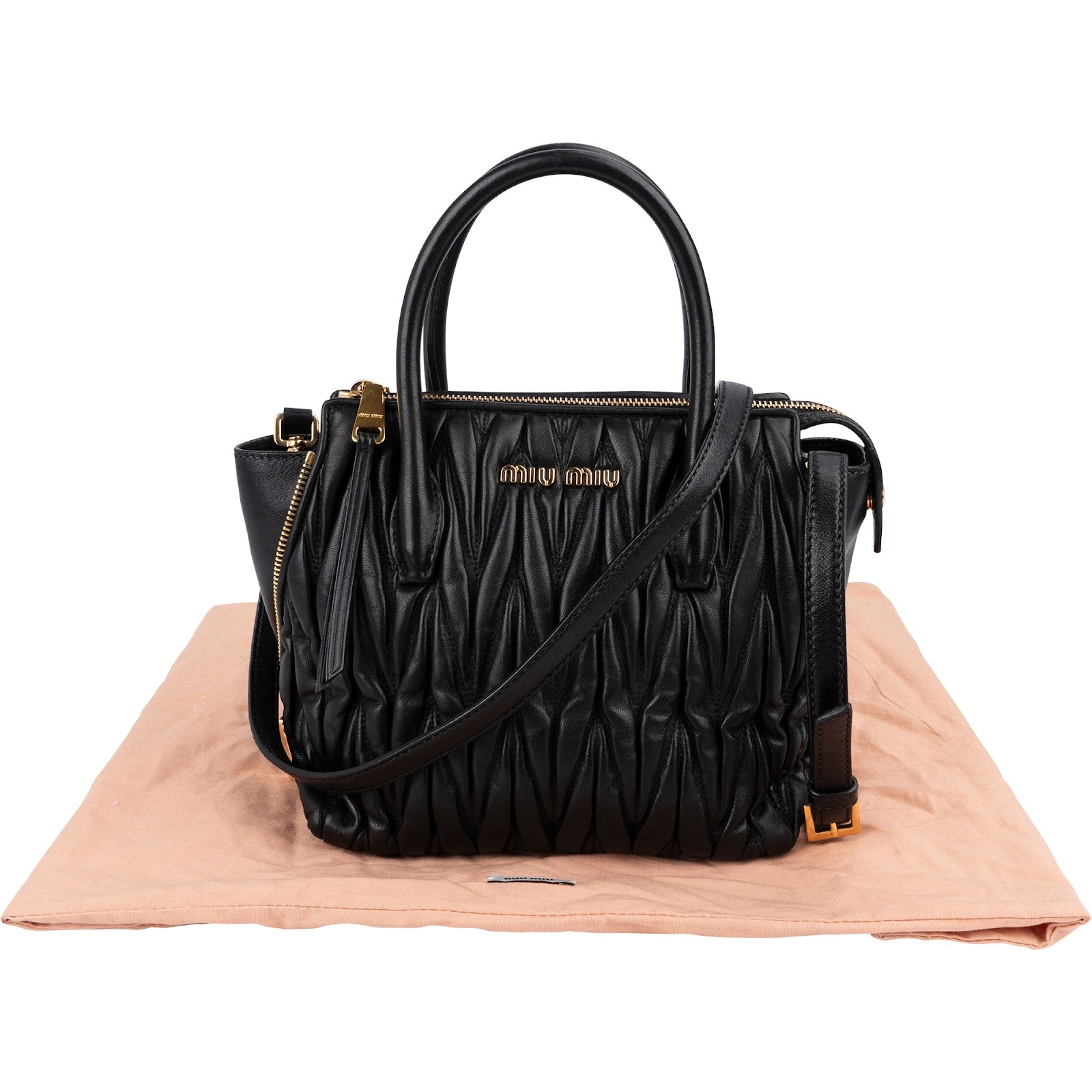 Miu Miu Black Matelassé Nappa Leather Handbag