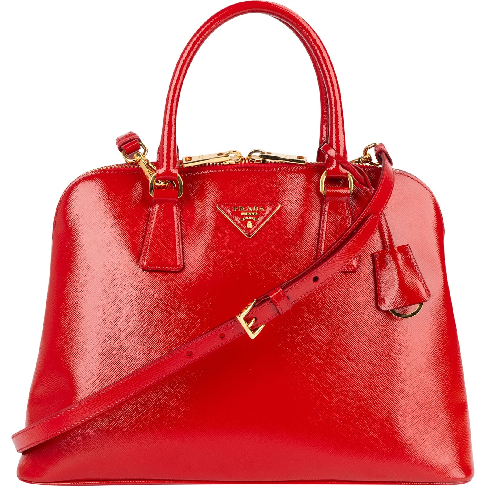 Prada Patent Saffiano Vernice Promenade Handbag