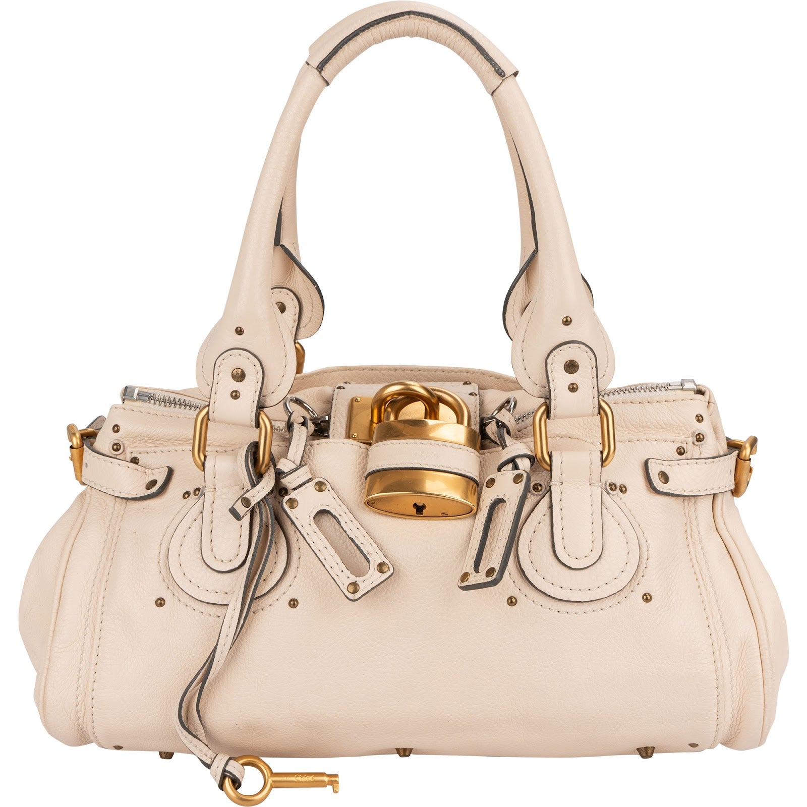 Chloé White Leather Paddington Handbag
