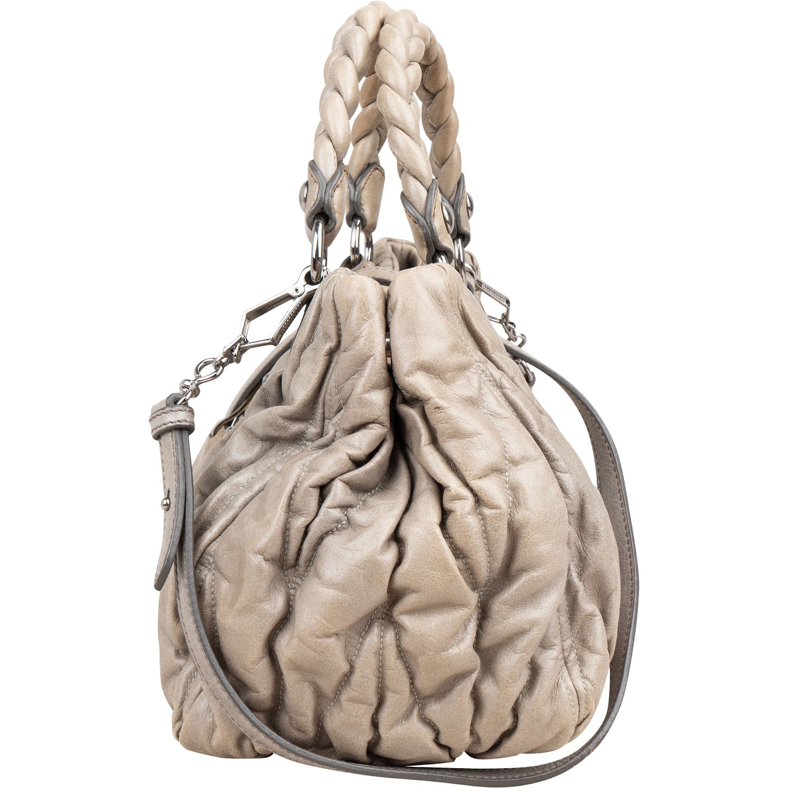 Miu Miu Vitello Lux Coffer Hobo Handbag