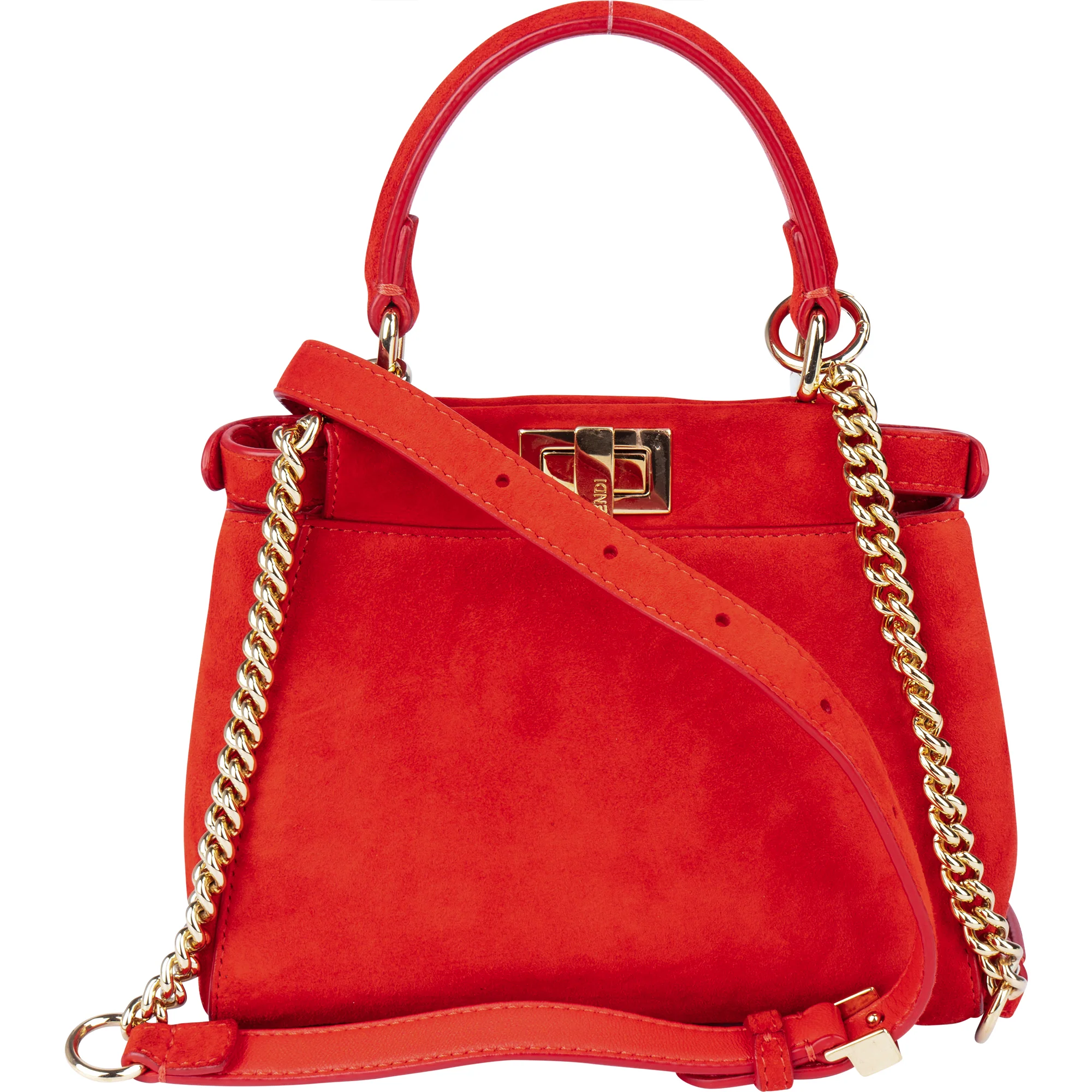 Fendi Red Suede Peekaboo Handbag