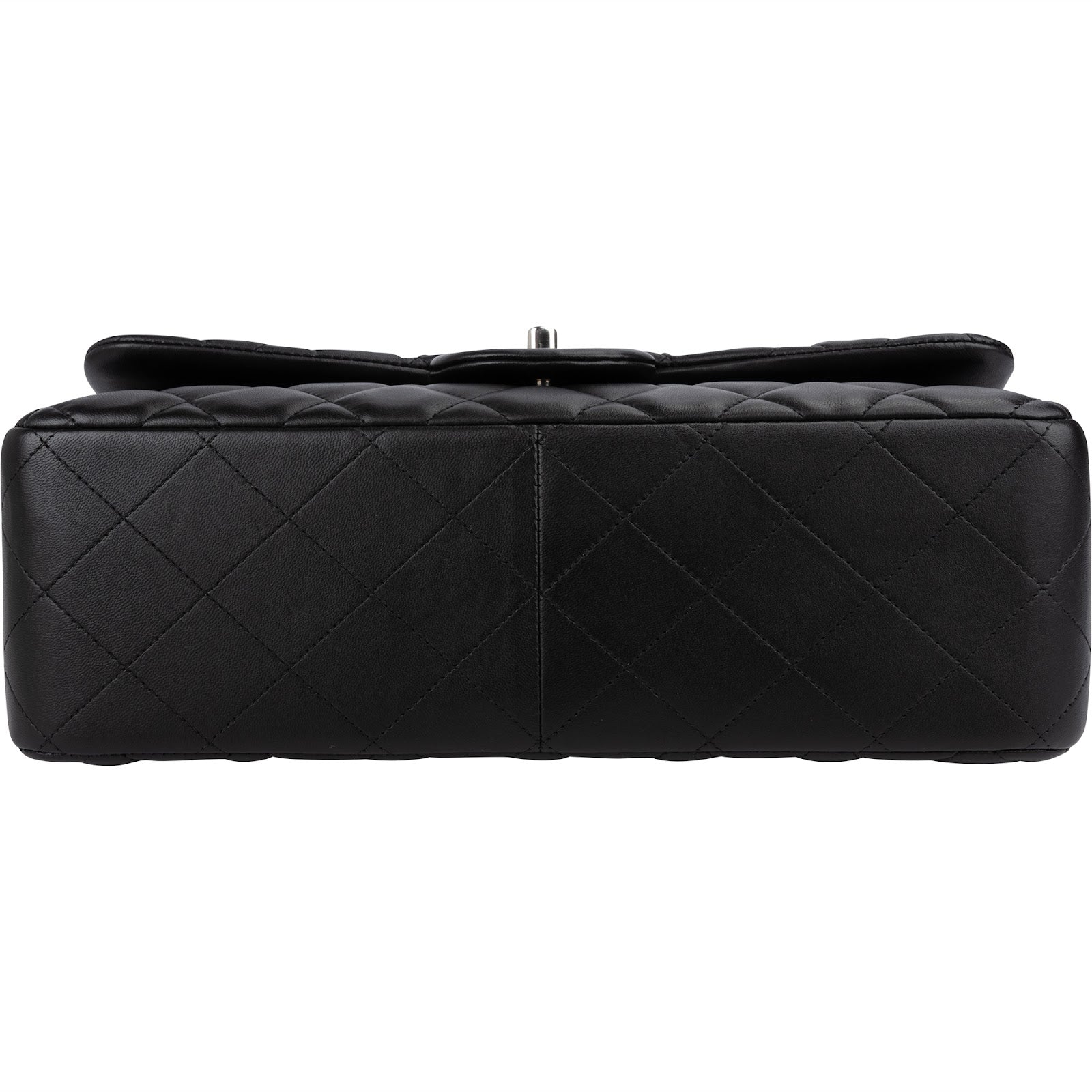 Chanel Quilted Lambskin Palladium Jumbo Double Flap Crossbody Bag