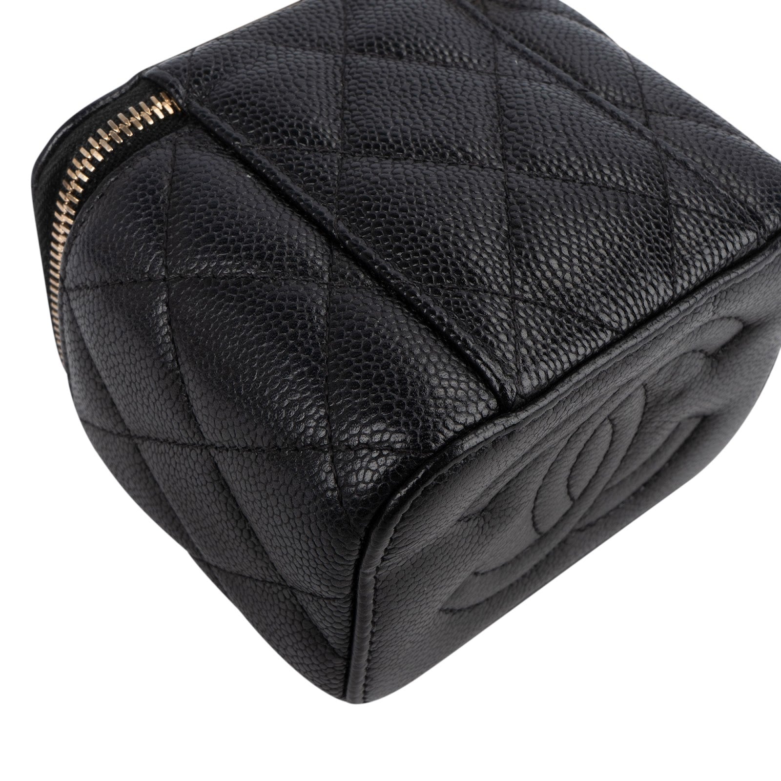 Chanel Quilted Caviar Mini Heart Chain Vanity Case Crossbody Bag