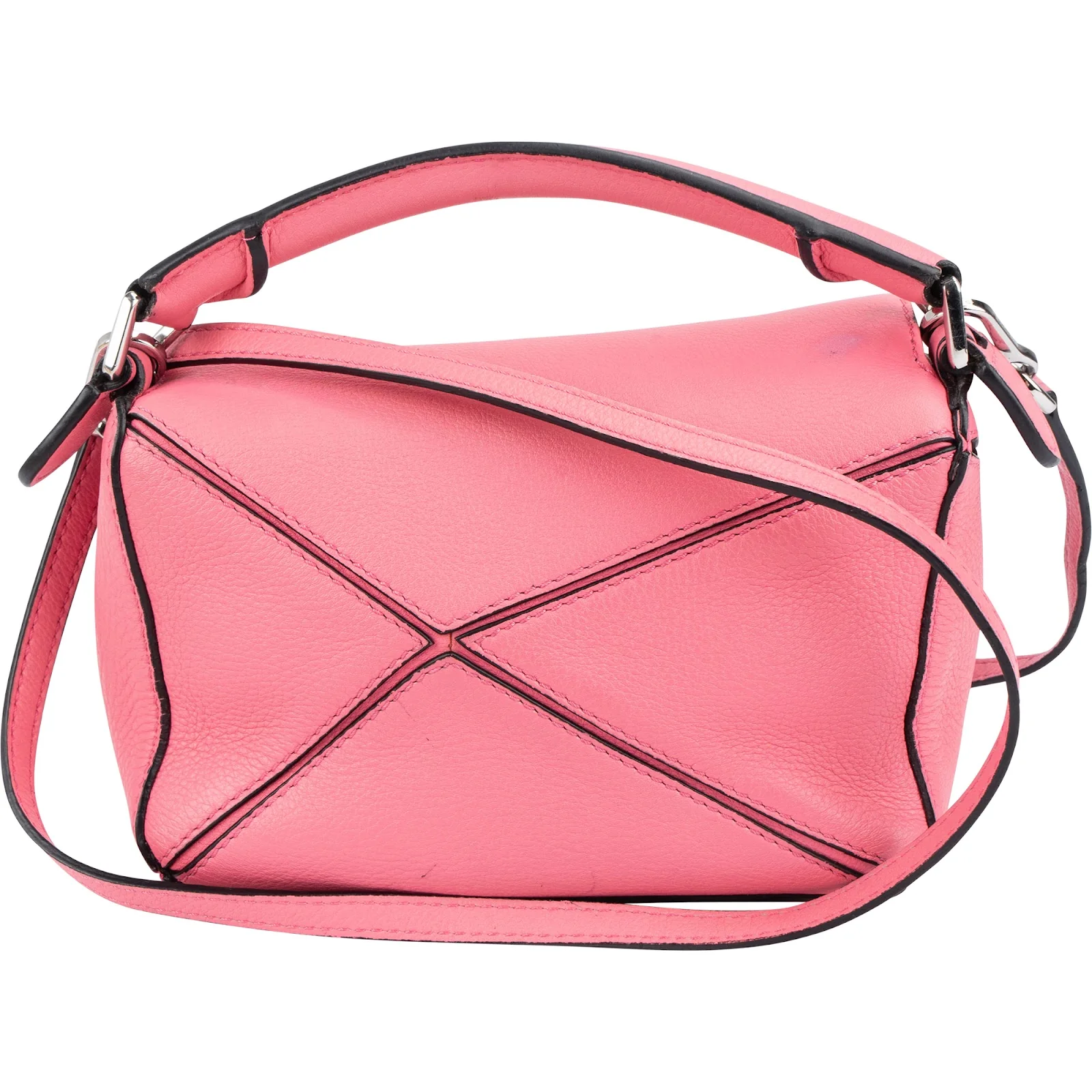Loewe Pink Leather Puzzle Mini Crossbody Handbag