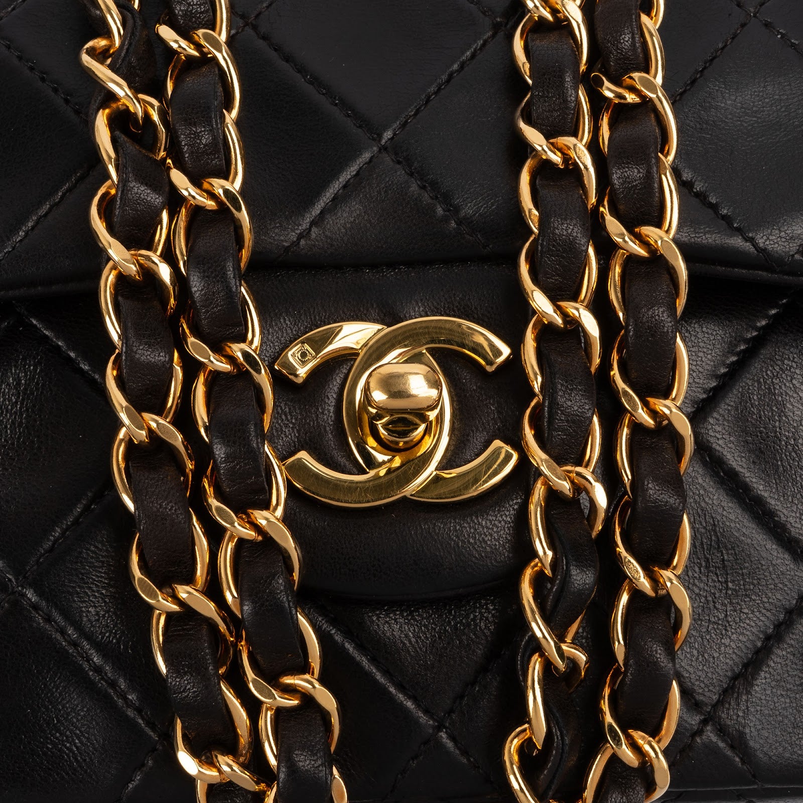Chanel Quilted Lambskin 24K Gold Small Double Flap Shoulder Bag