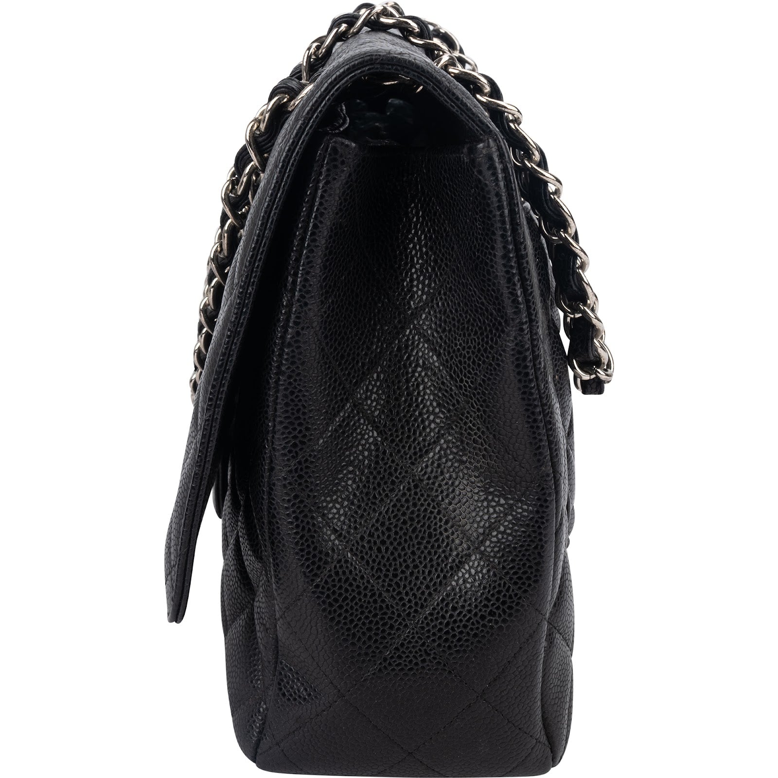 Chanel Quilted Caviar Leather Palladium Maxi Single Flap Crossbody Bag