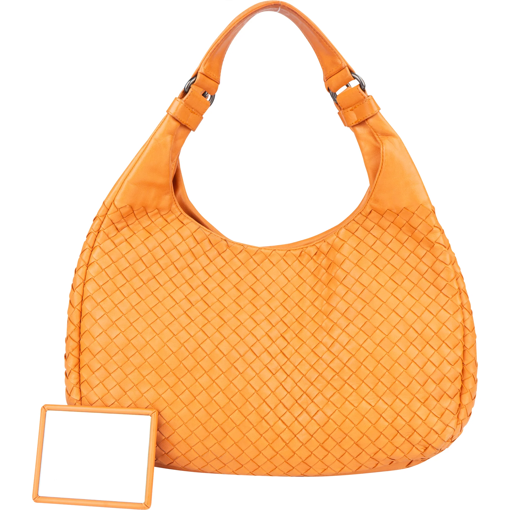 Bottega Veneta Orange Leather Intrecciato Handbag