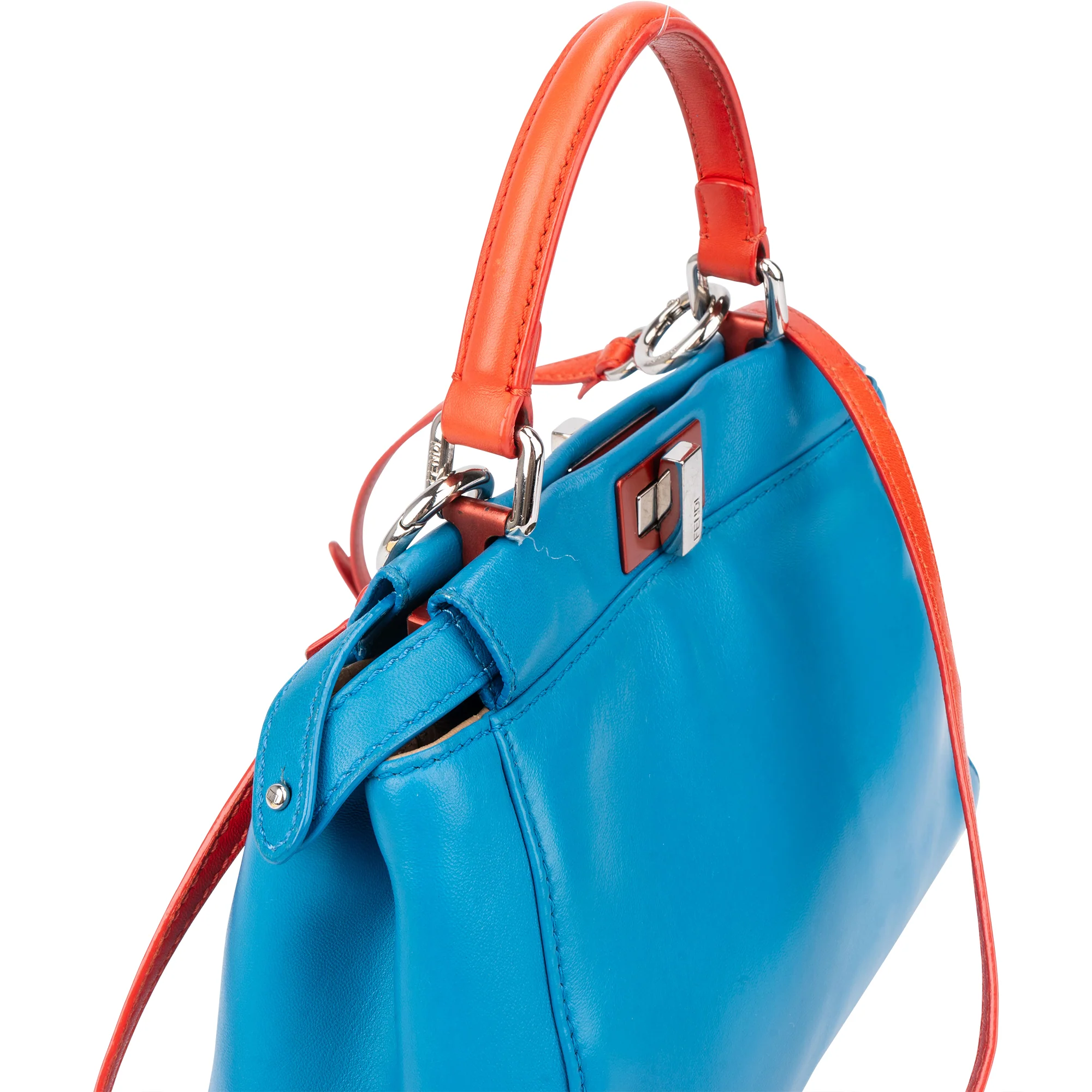 Fendi Blue Leather Peekaboo Handbag