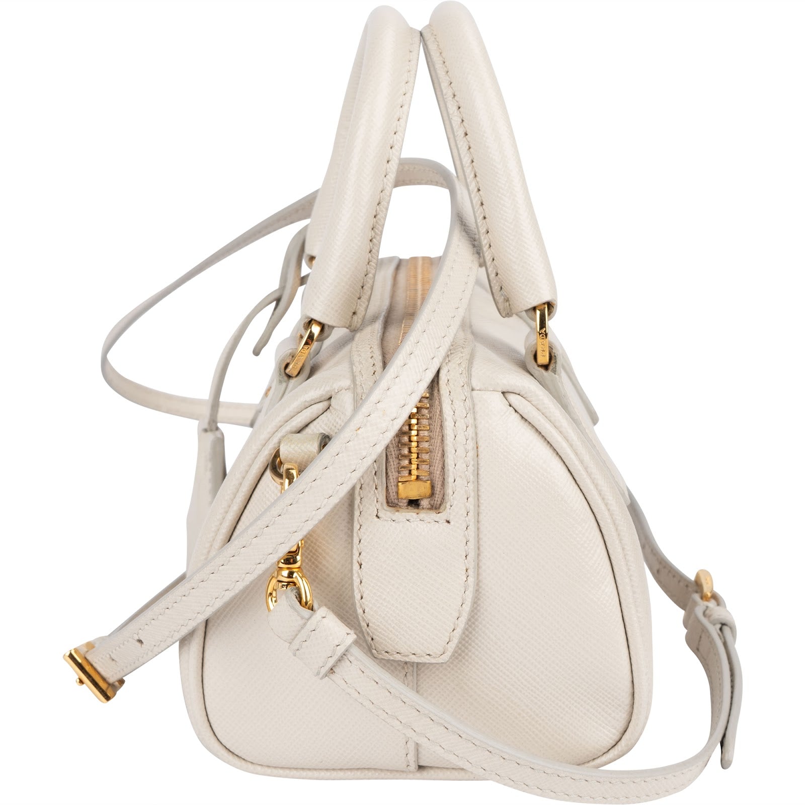 Prada Saffiano Leather Mini Bowling Crossbody Handbag