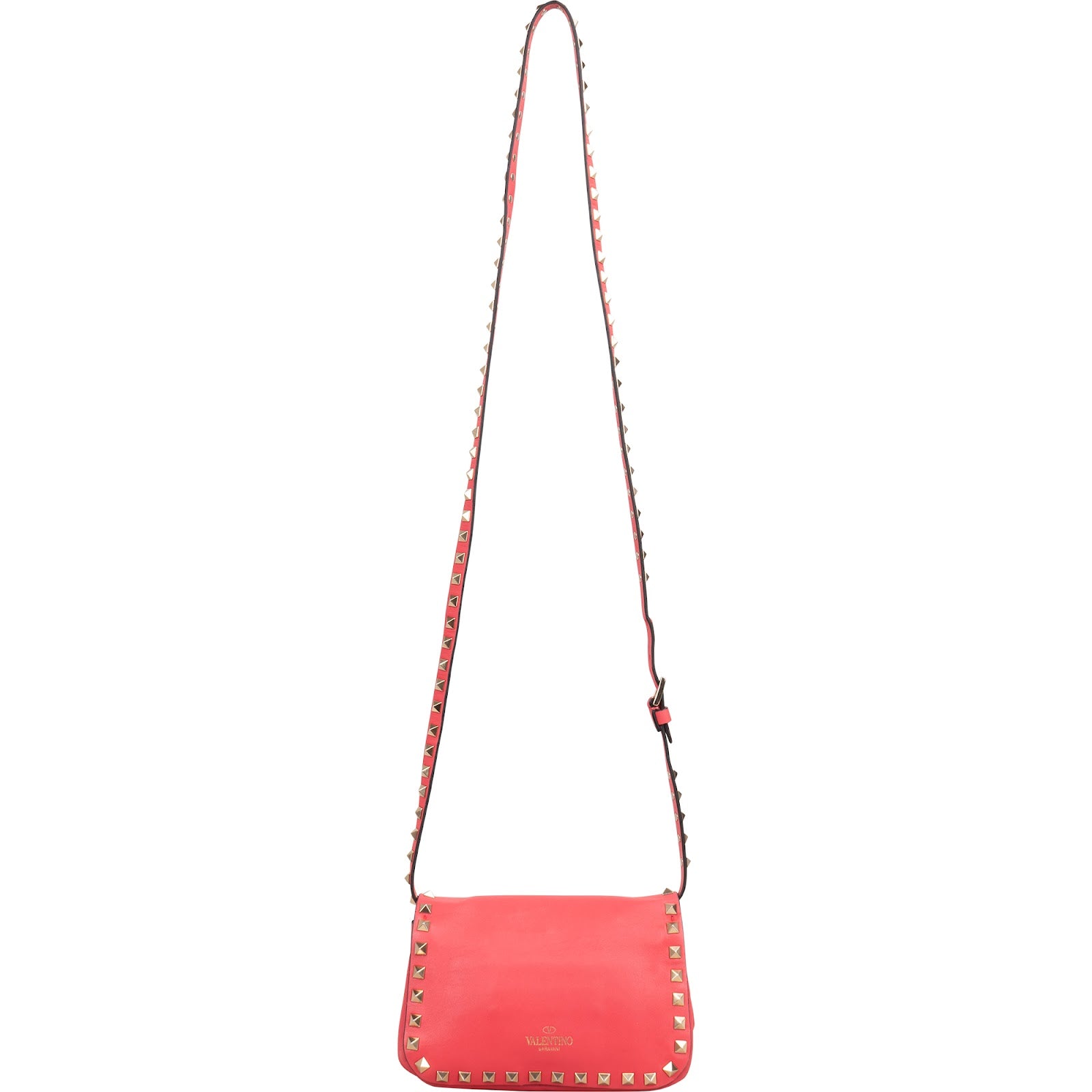 Valentino Garavani Pink Leather Rockstud Flap Crossbody Bag