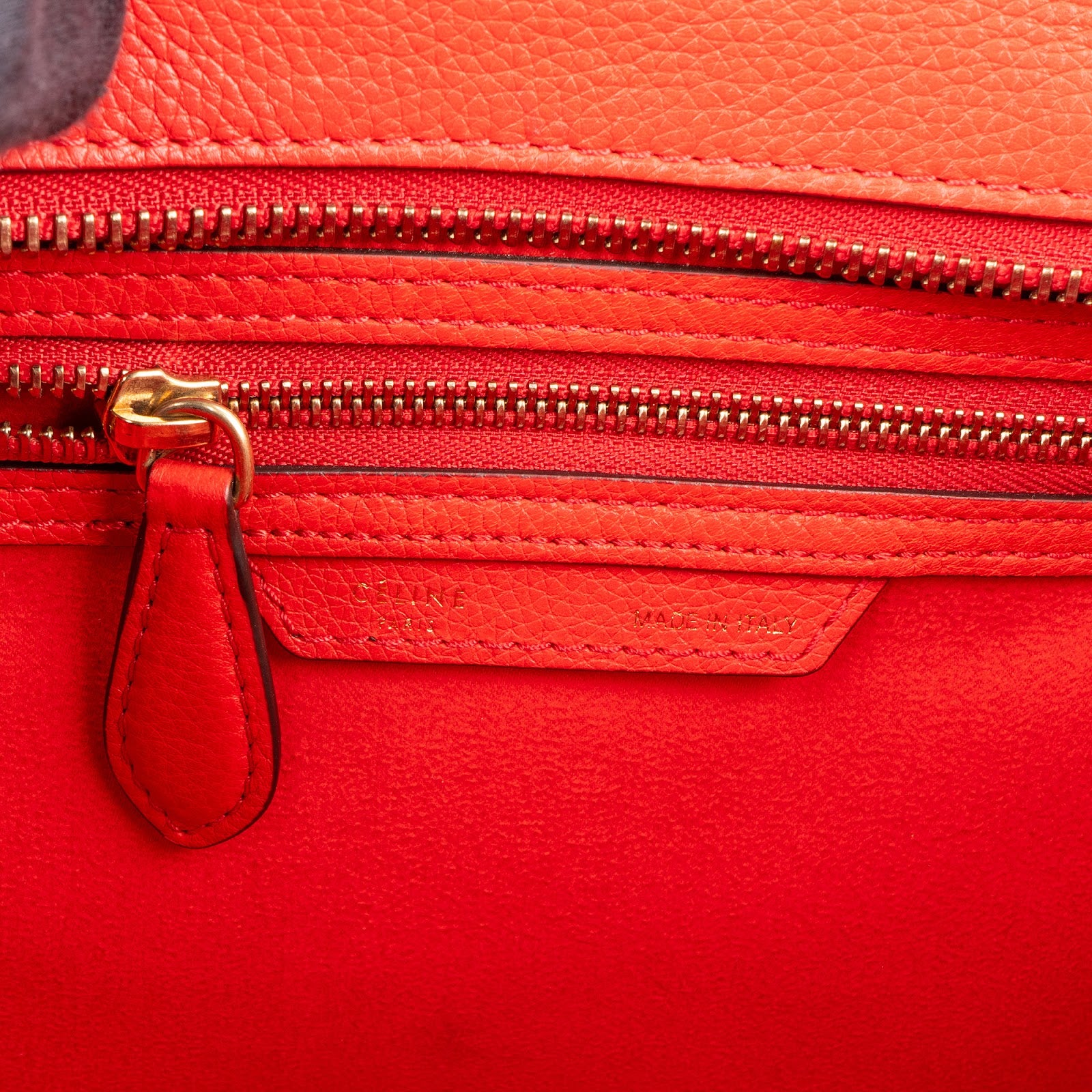 Céline Drummed Calfskin Nano Luggage Tote Handbag