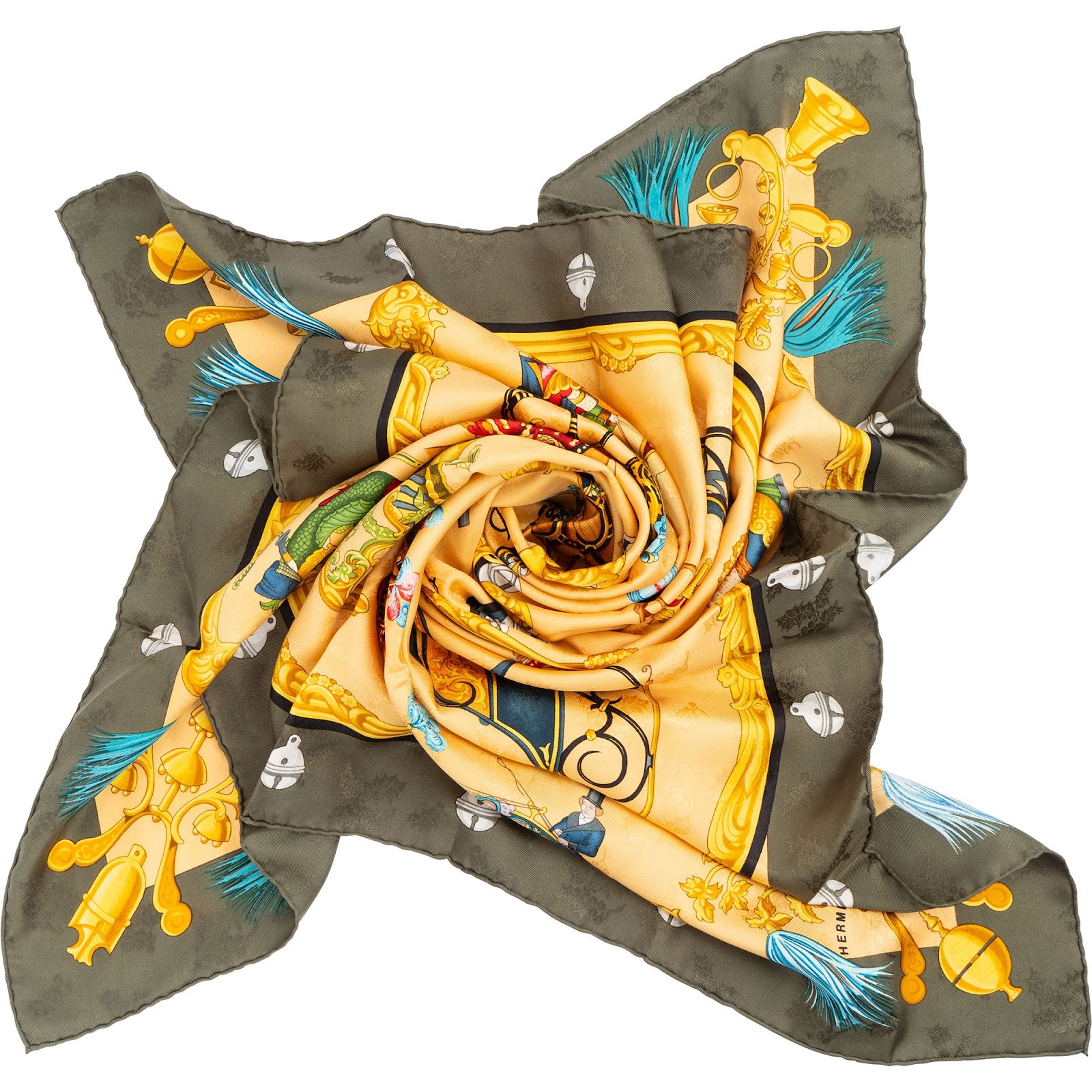 Hermès Plumes et Grelots Silk Carre 90 Scarf Tuch