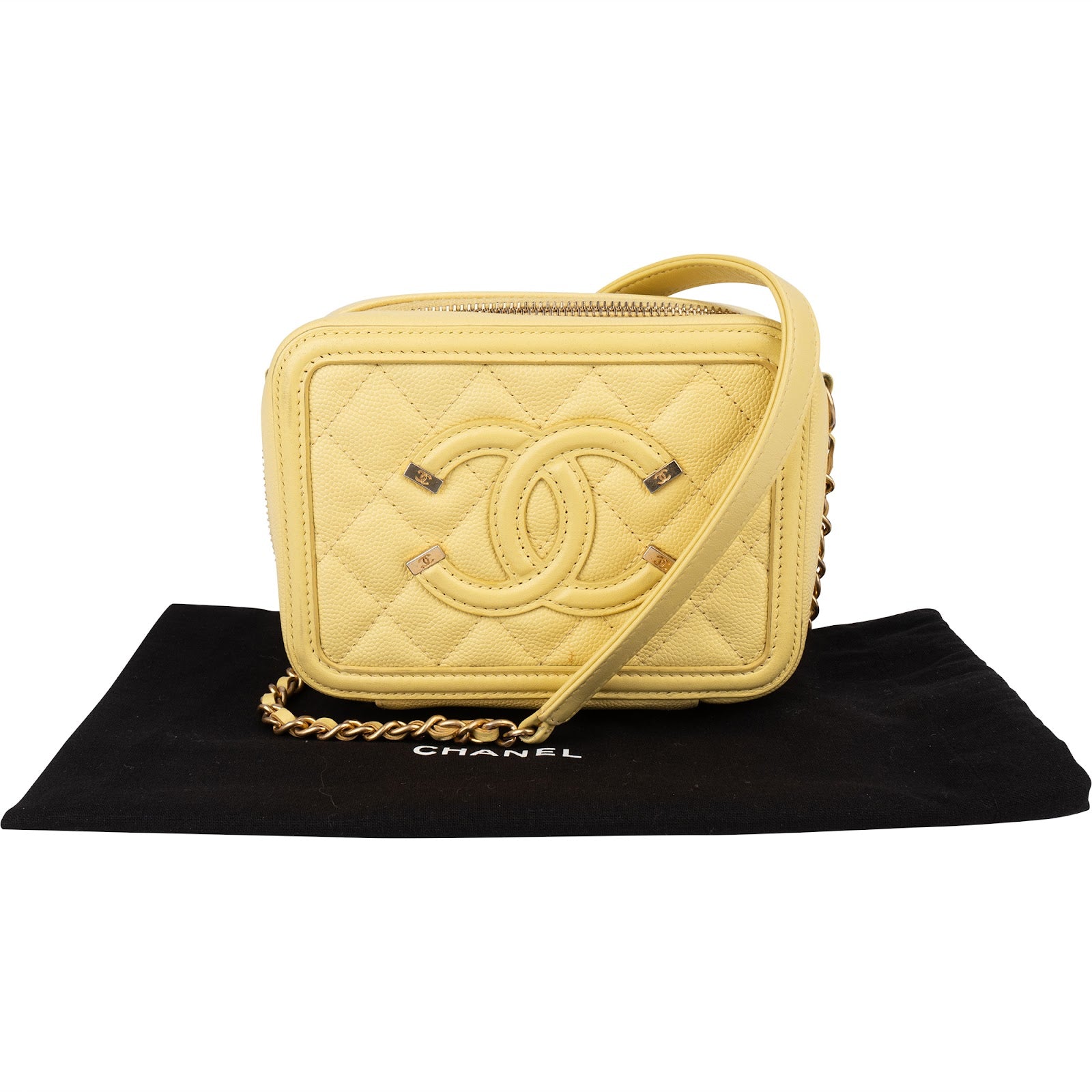 Chanel Quilted Caviar Leather CC Filigree Crossbody Bag