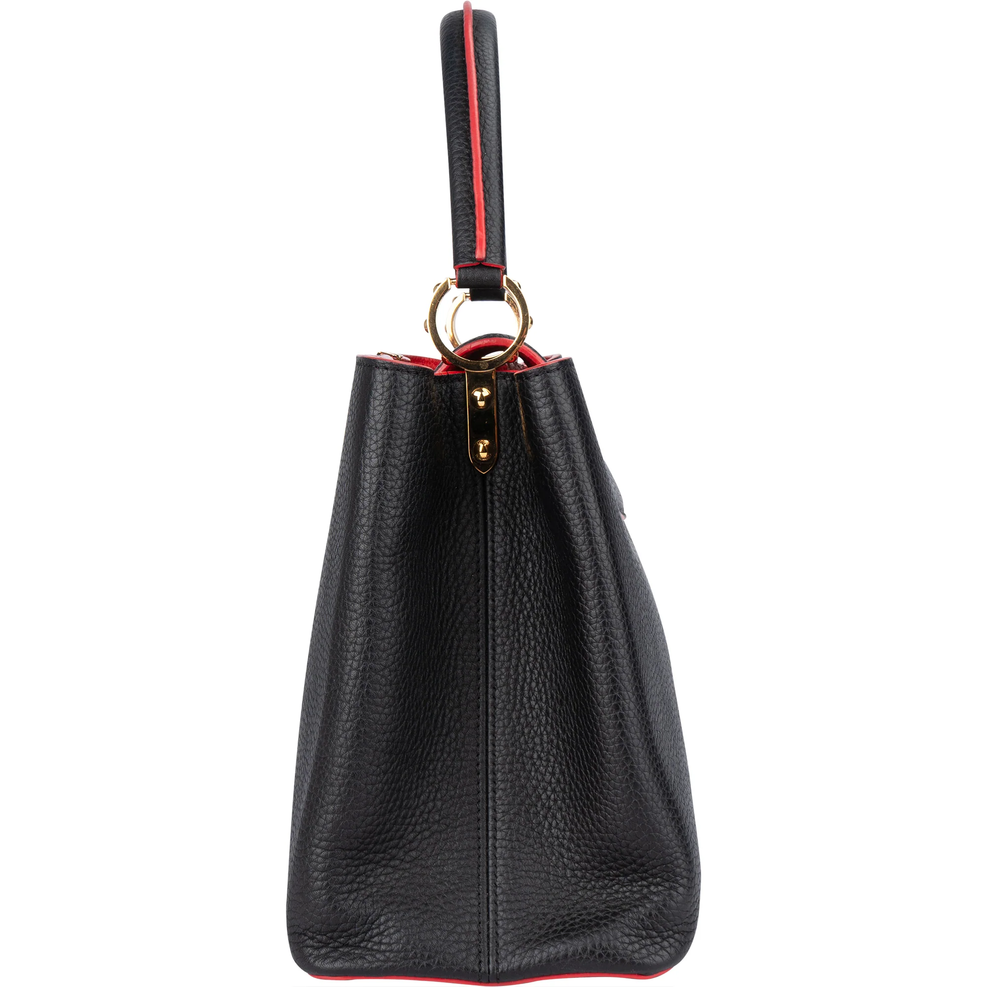 Louis Vuitton Black Leather Lining Capucines MM Handbag