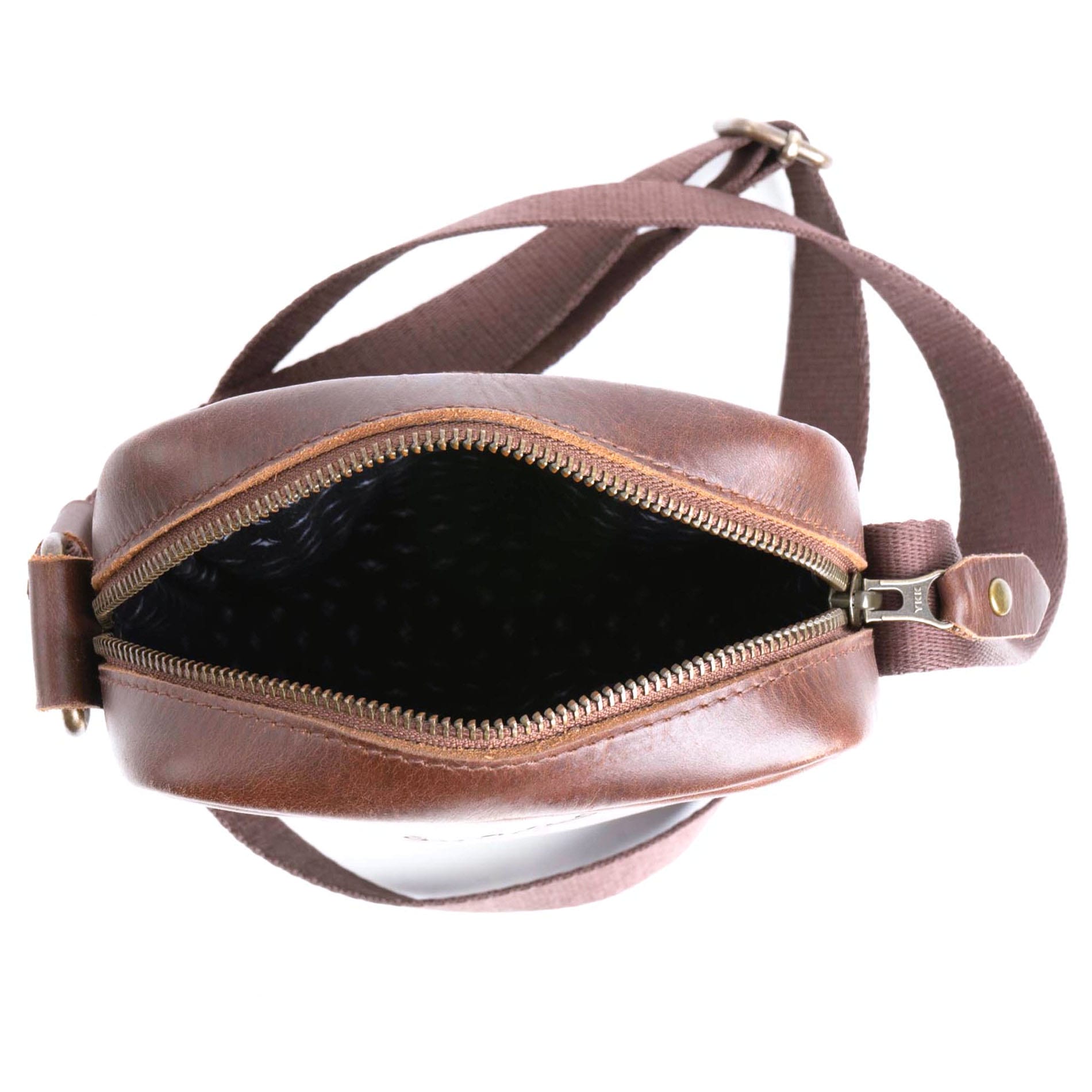 Crossbody Bag Runner Leder - BROWN/Dots