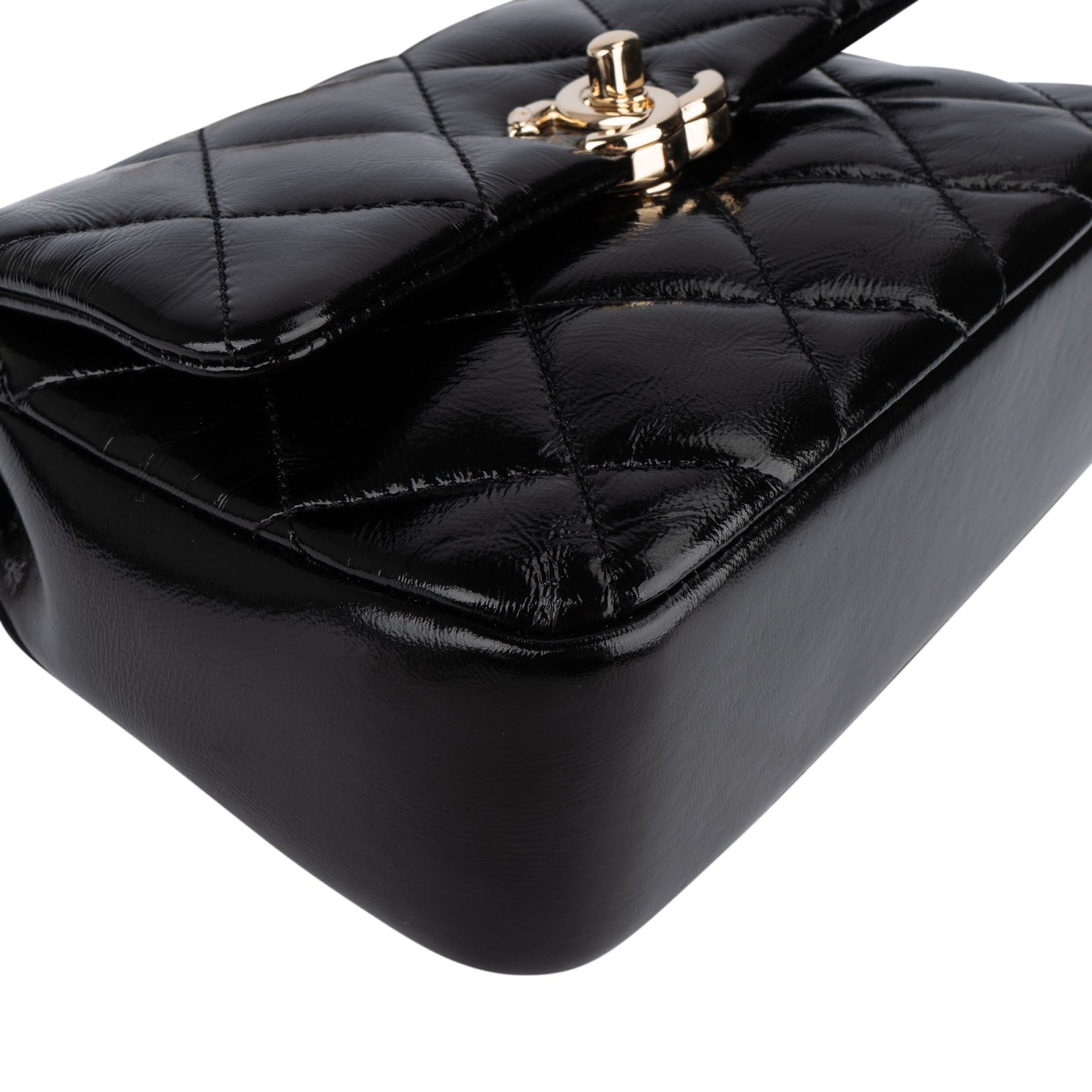 Chanel Quilted Patent Calfskin Coco Handle Single Flap Crossbody Bag