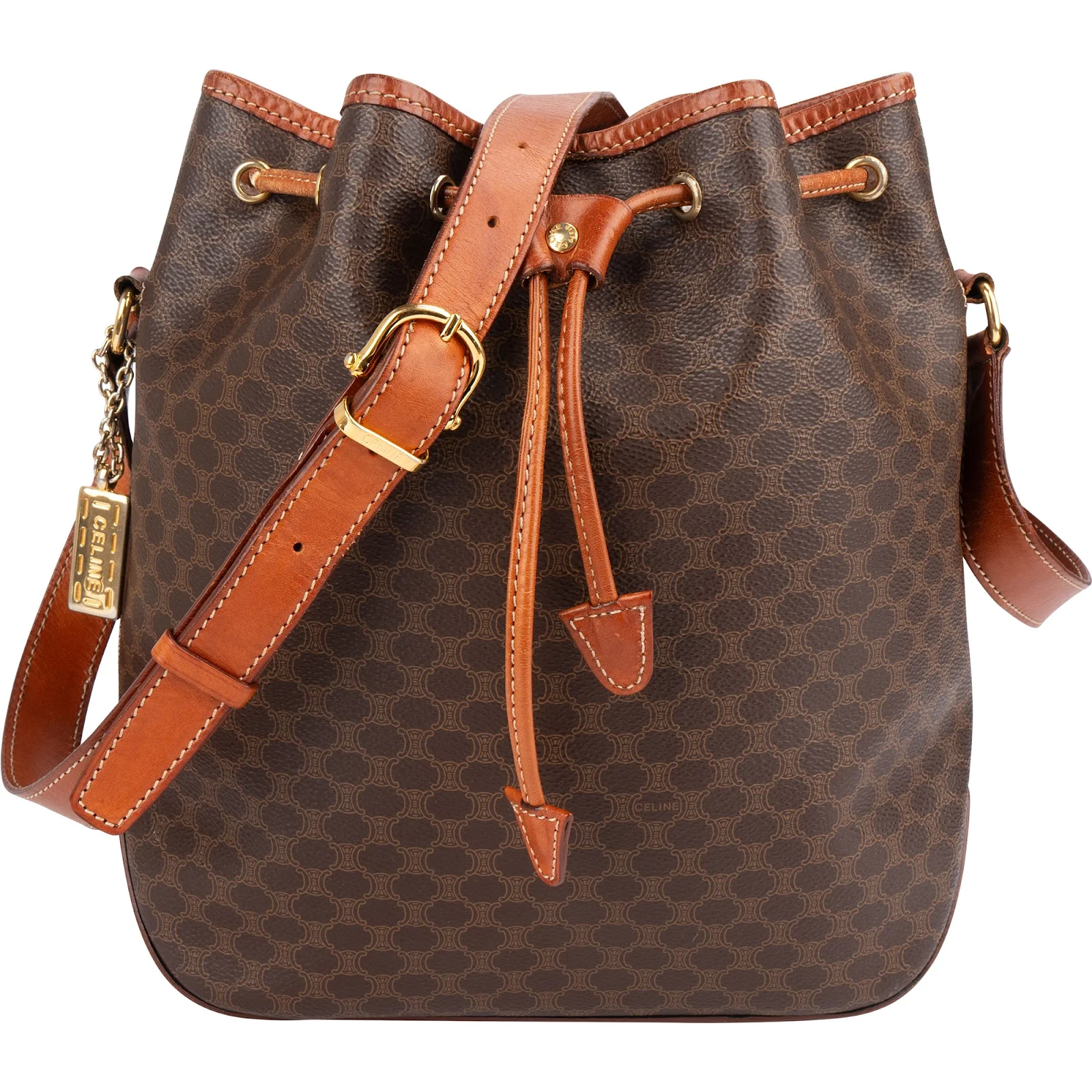 Celine Macadam Monogram Drawstring Bucket Crossbody Bag