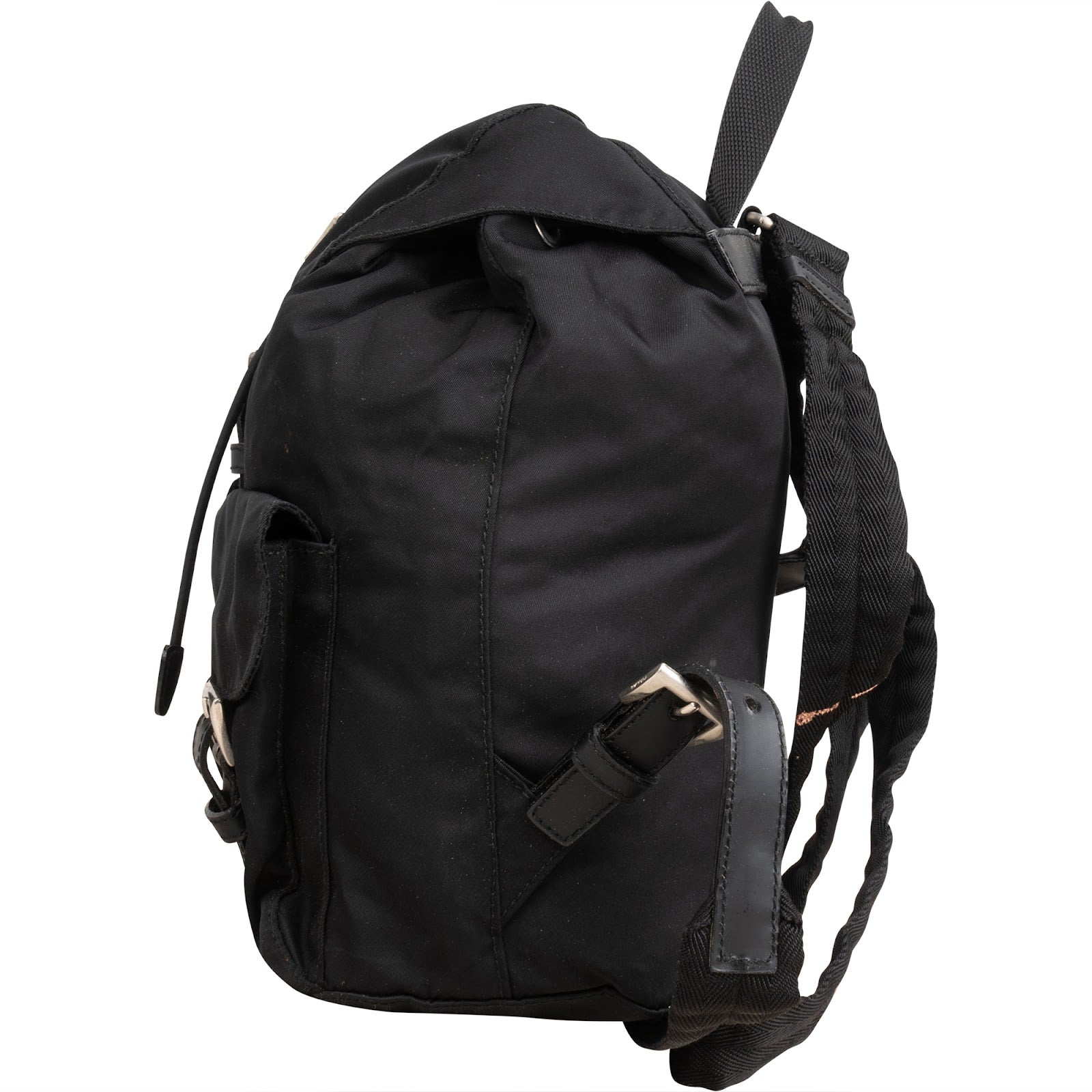Prada Black Tessuto Nylon Triangle Backpack