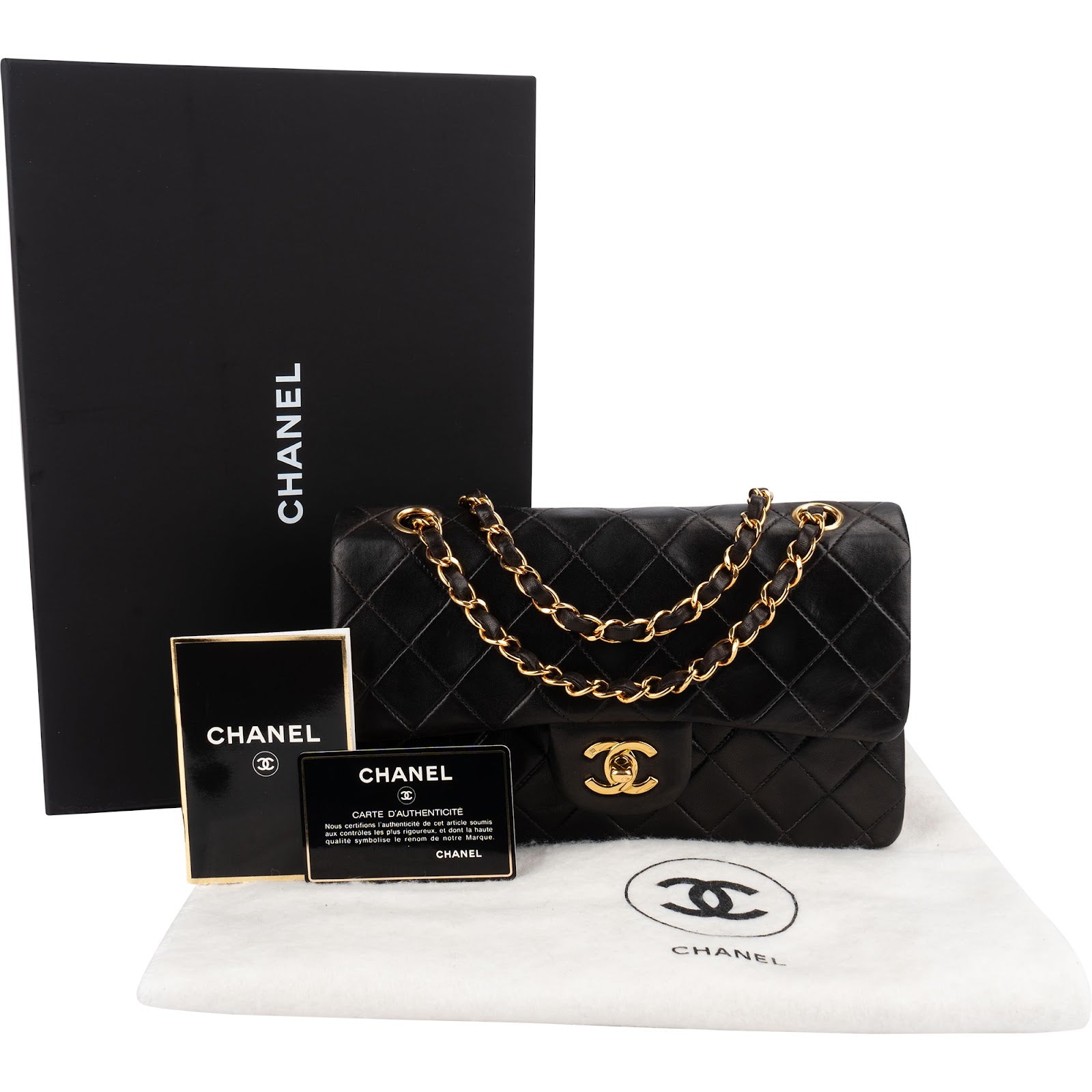 Chanel Quilted Lambskin 24K Gold Small Double Flap Shoulder Bag