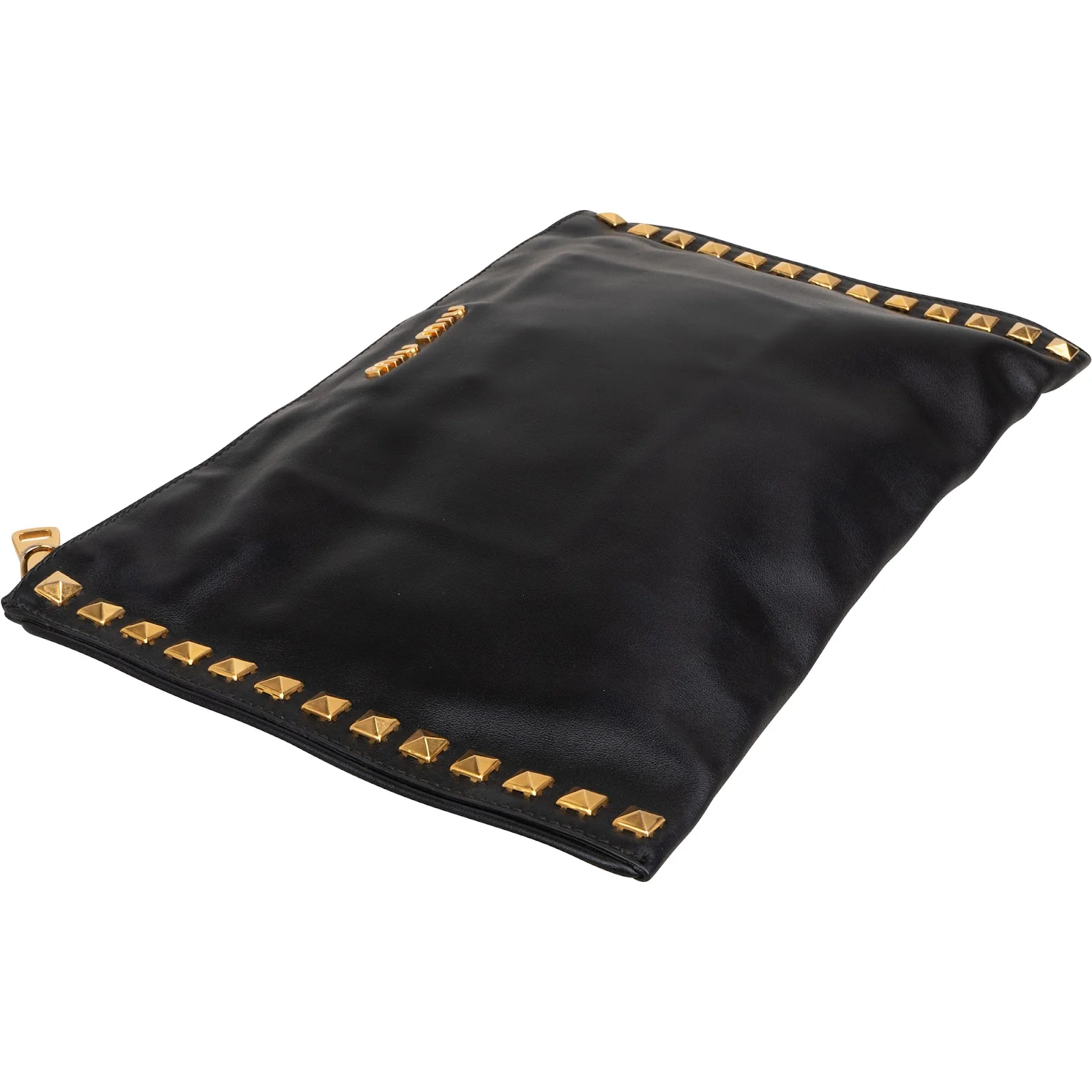 Miu Miu Black Leather Studded Clutch Bag