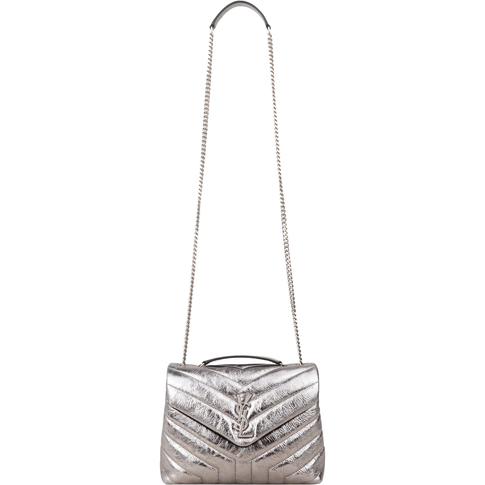 Yves Saint Laurent – Loulou Metallic Crinkled Matelassé Leather Crossbody Bag