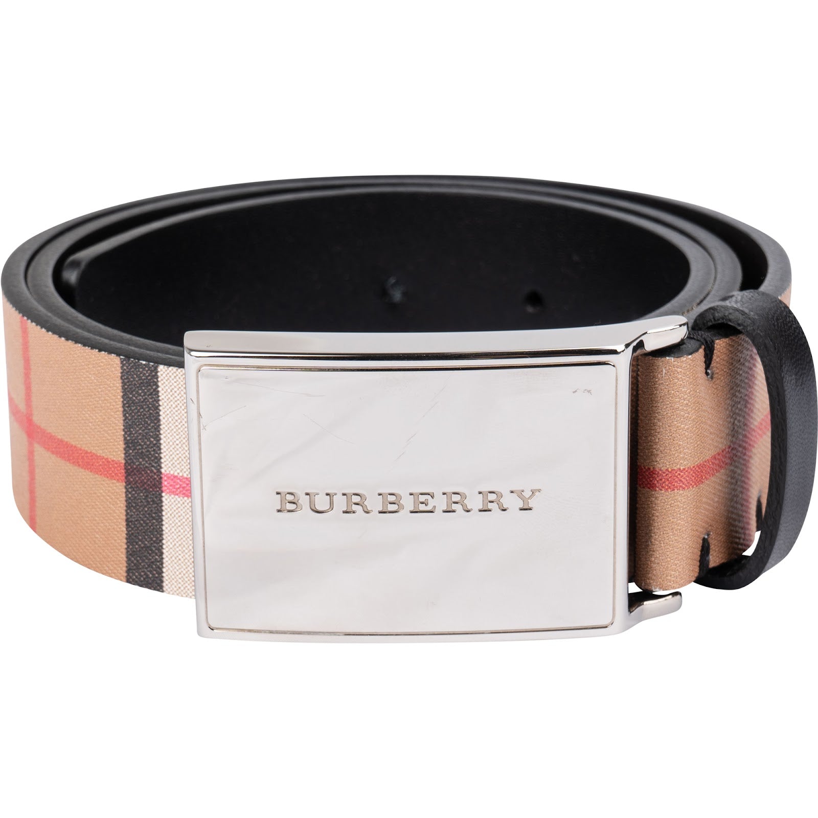 Burberry Nova Check Monogram Plaque Buckle Belt (32 / 80)