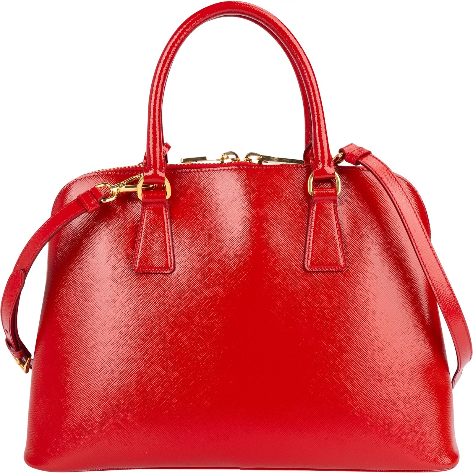 Prada Patent Saffiano Vernice Promenade Handbag