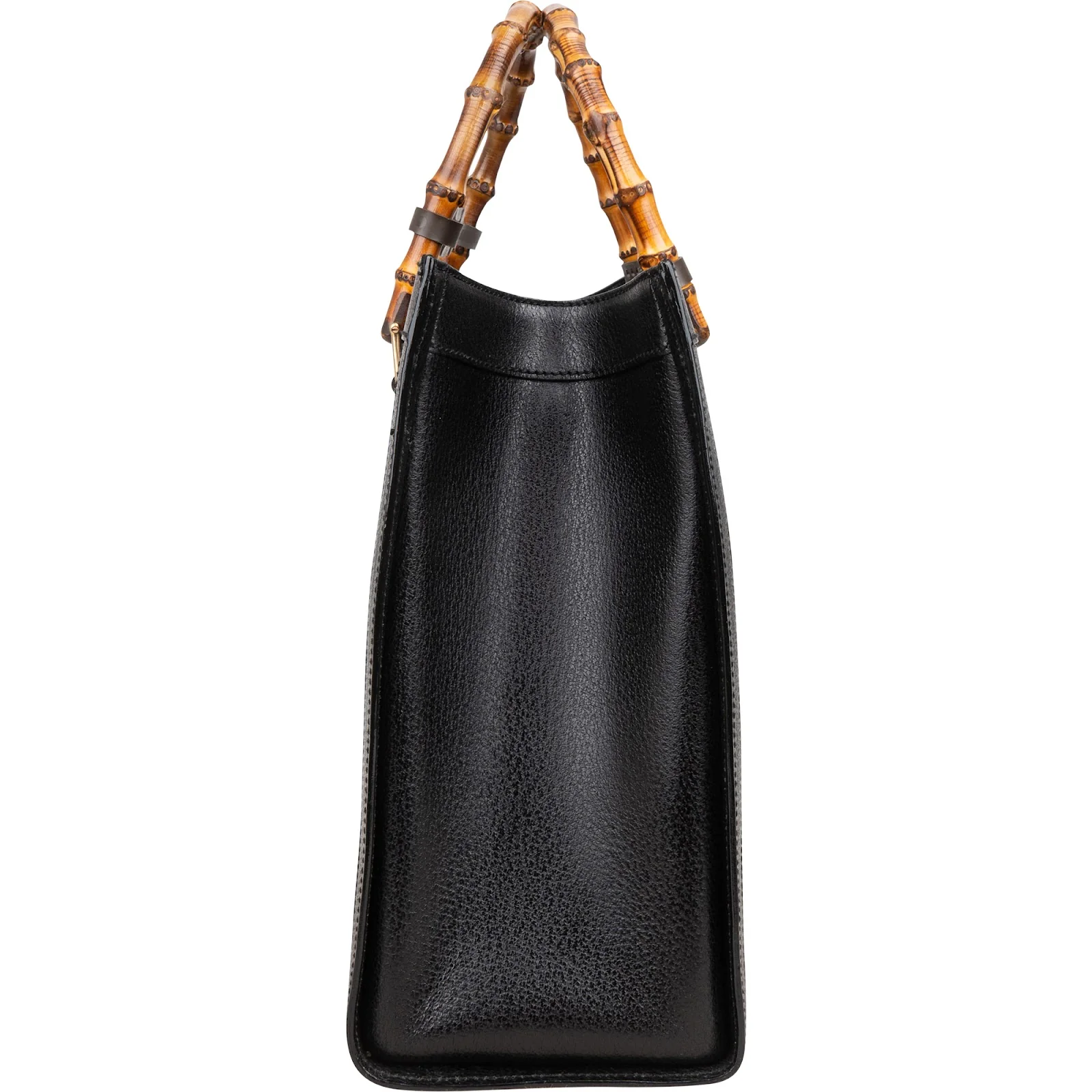 Gucci Black Leather Bamboo Handle Handbag
