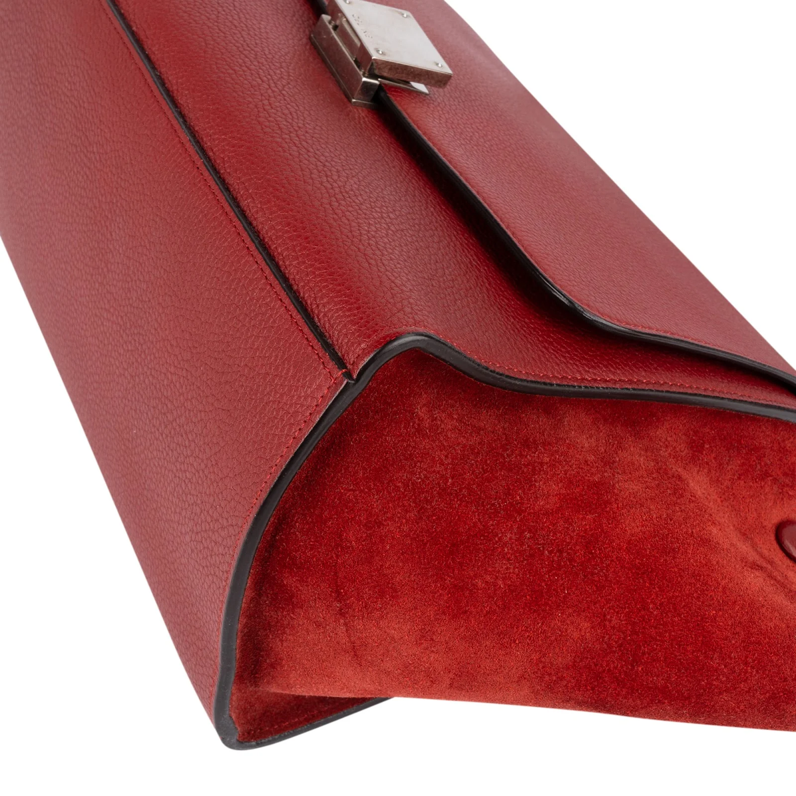 Celine Grained Calfskin Suede Leather Trapeze Handbag