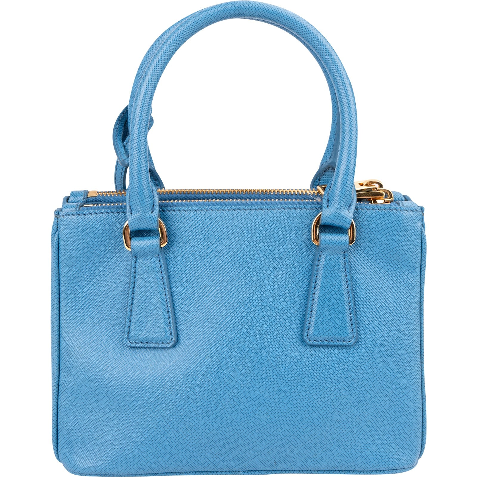 Prada Blue Saffiano Leather Pradasphere Galleria Micro Handbag
