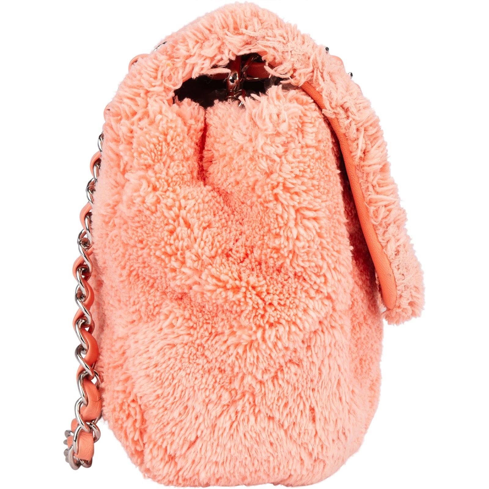 Chanel Pink Terry Cloth Coco Single Flap Shoulder Bag
