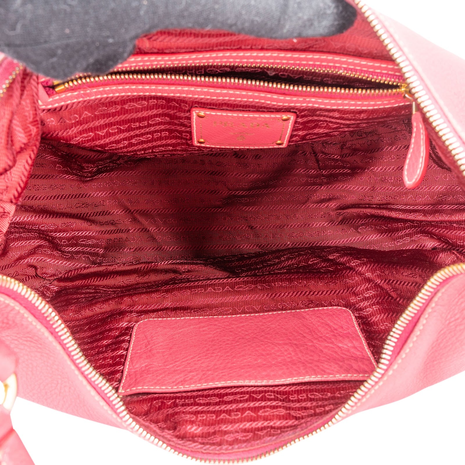 Prada Pink Leather Hobo Shoulder Bag
