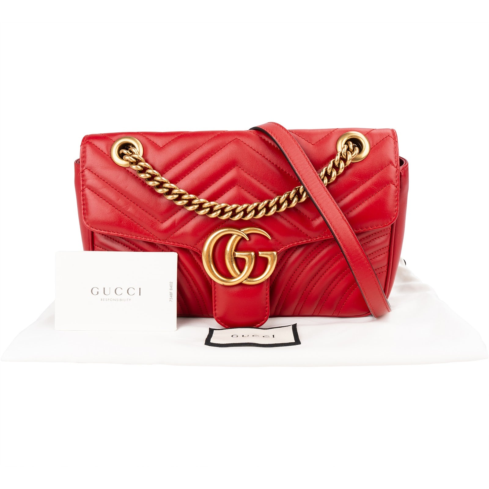 Gucci Chevron Matelassé Leather GG Marmont Medium Shoulder Bag
