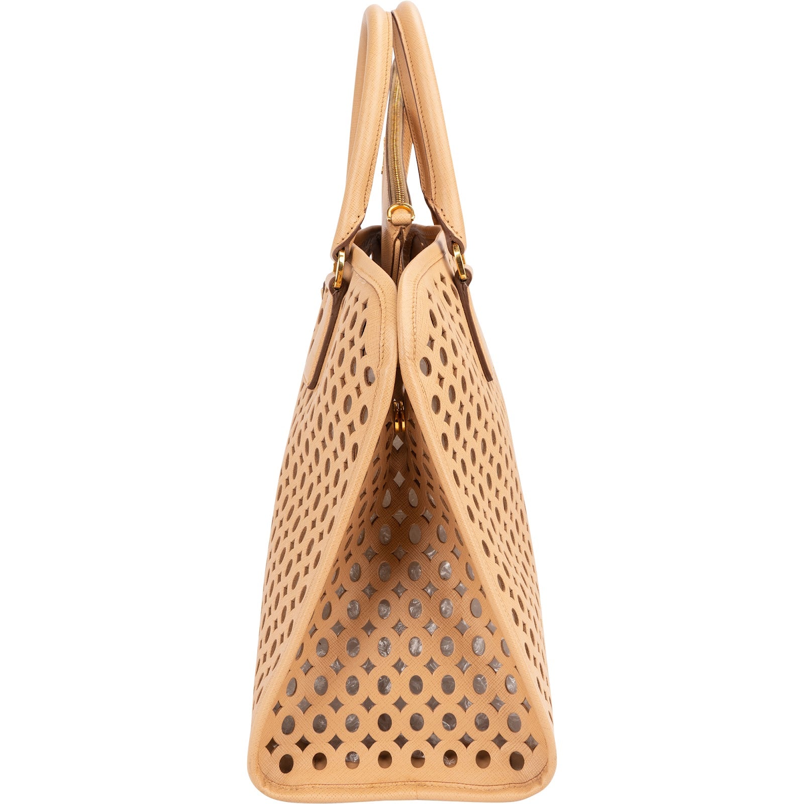 Prada Saffiano Leather Perforated Fori Tote Handbag