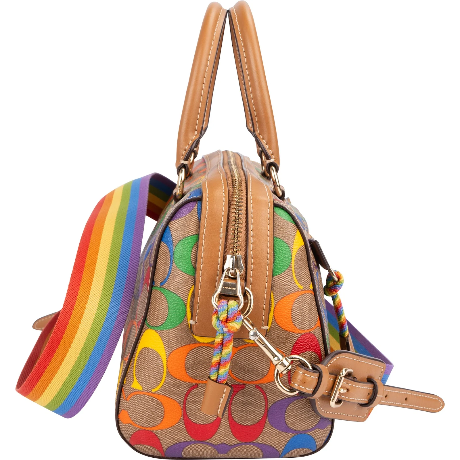 Coach Rainbow Signature Monogram Rowan Satchel Handbag