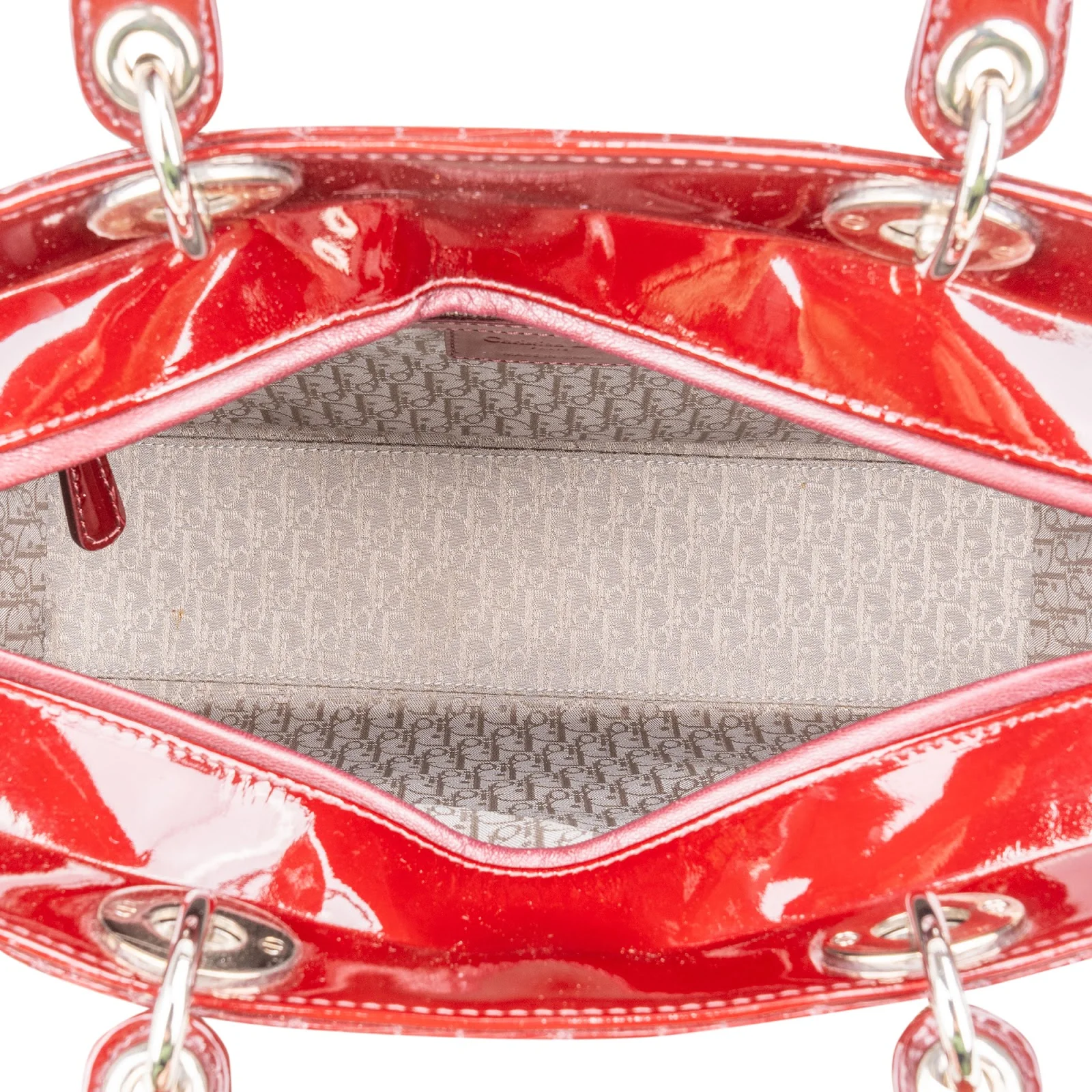 Christian Dior Quilted Patent Leather Lady Dior Handbag