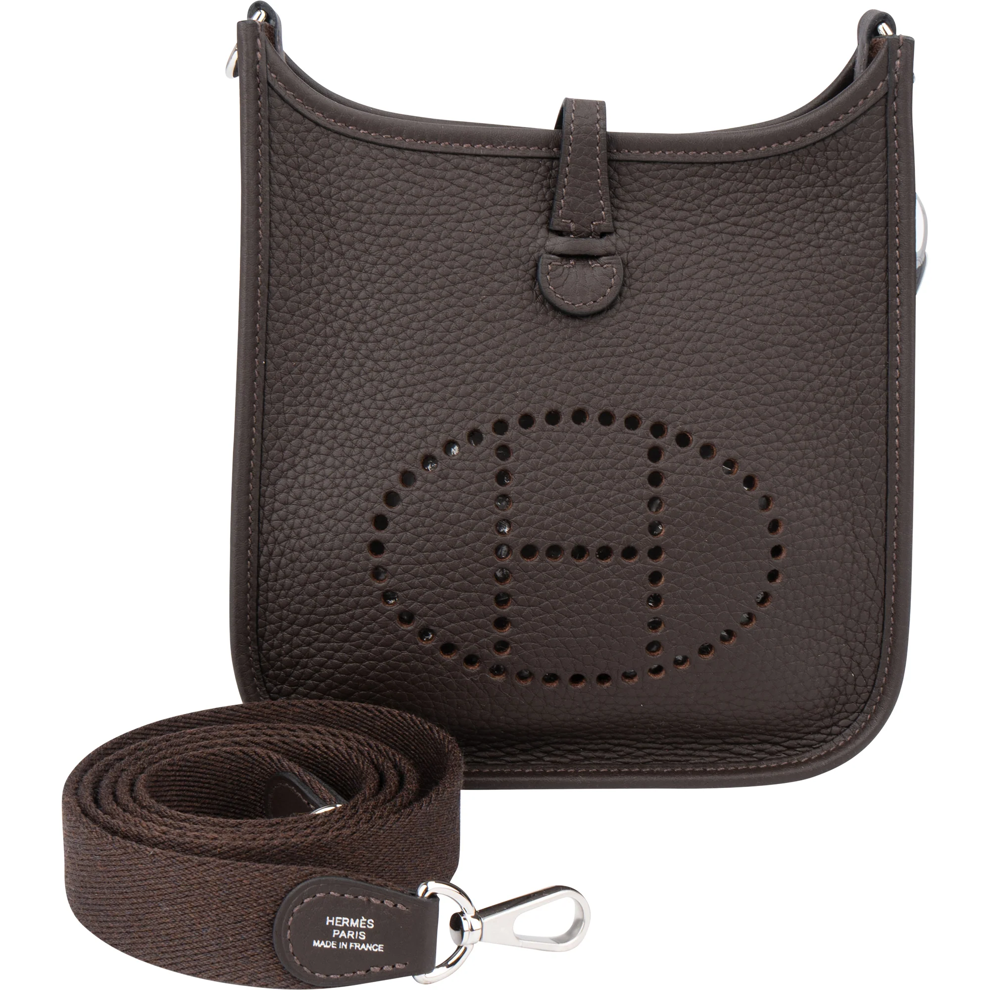 Hermès Brun Clemence Leather Evelyne 16 Crossbody Bag
